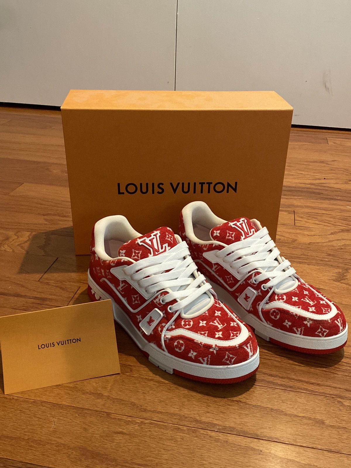 Louis Vuitton Louis Vuitton Trainer Red Monogram Size US 11.5 / EU 44-45 - 2 Thumbnail
