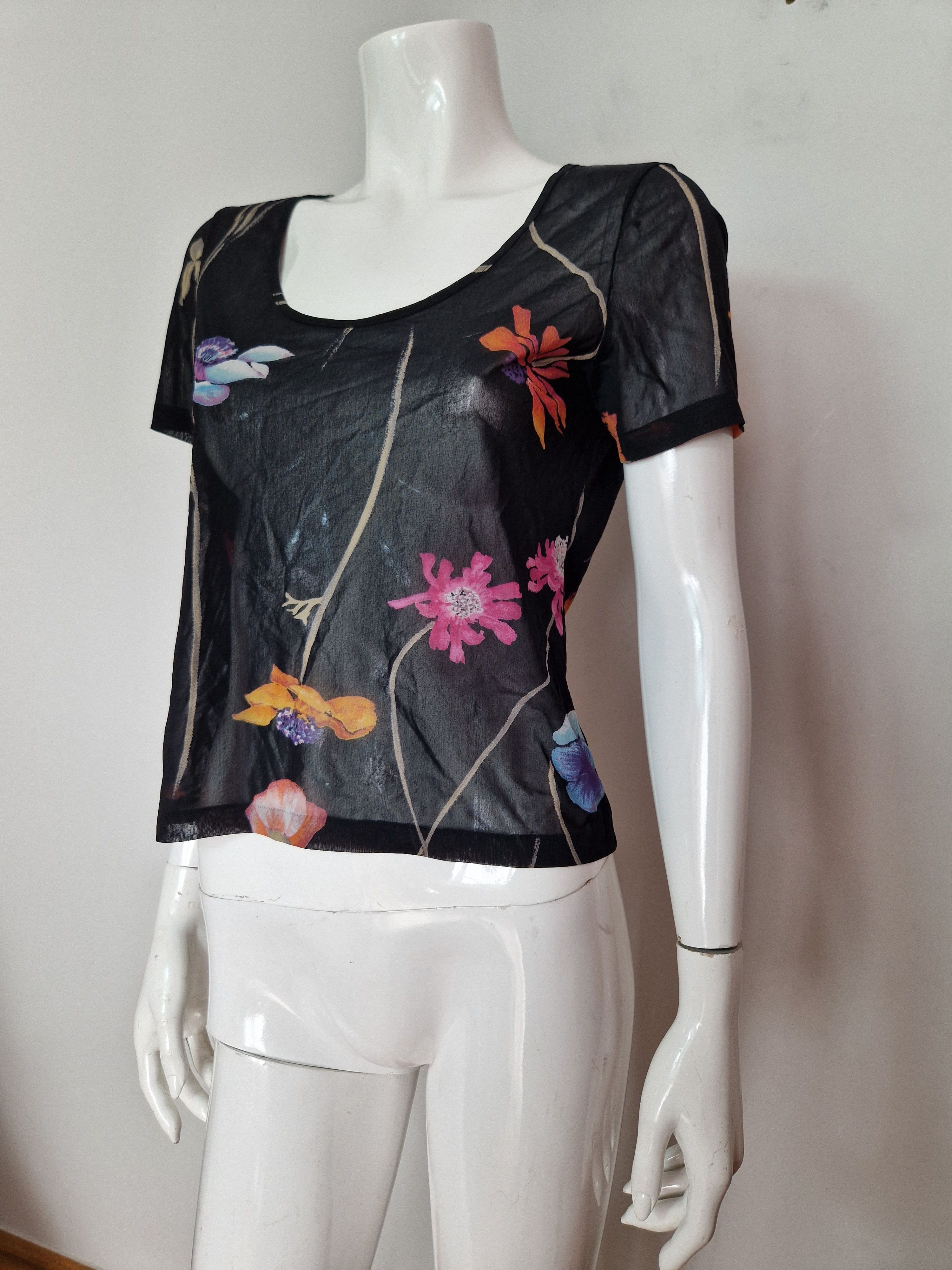 Kenzo × Vintage Kenzo floral transparent mesh top gaultier y2k avant garde Size M / US 6-8 / IT 42-44 - 1 Thumbnail