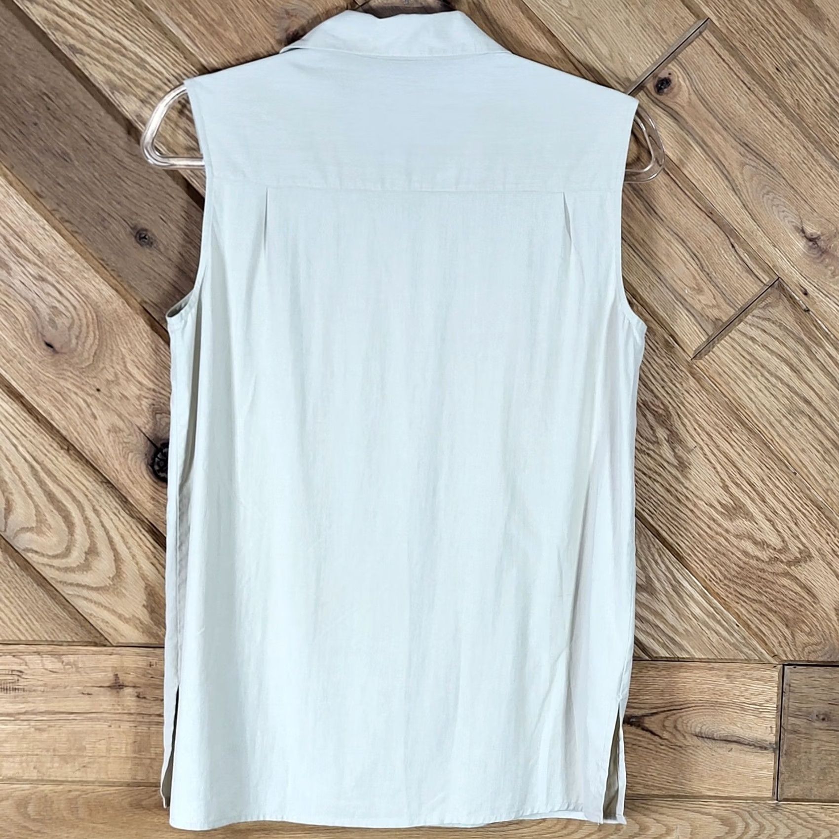 Annex Anne Carson Silk Blouse - Womens Small Sleeveless Button Down Pocket Beige - Preowned Size S / US 4 / IT 40 - 3 Thumbnail