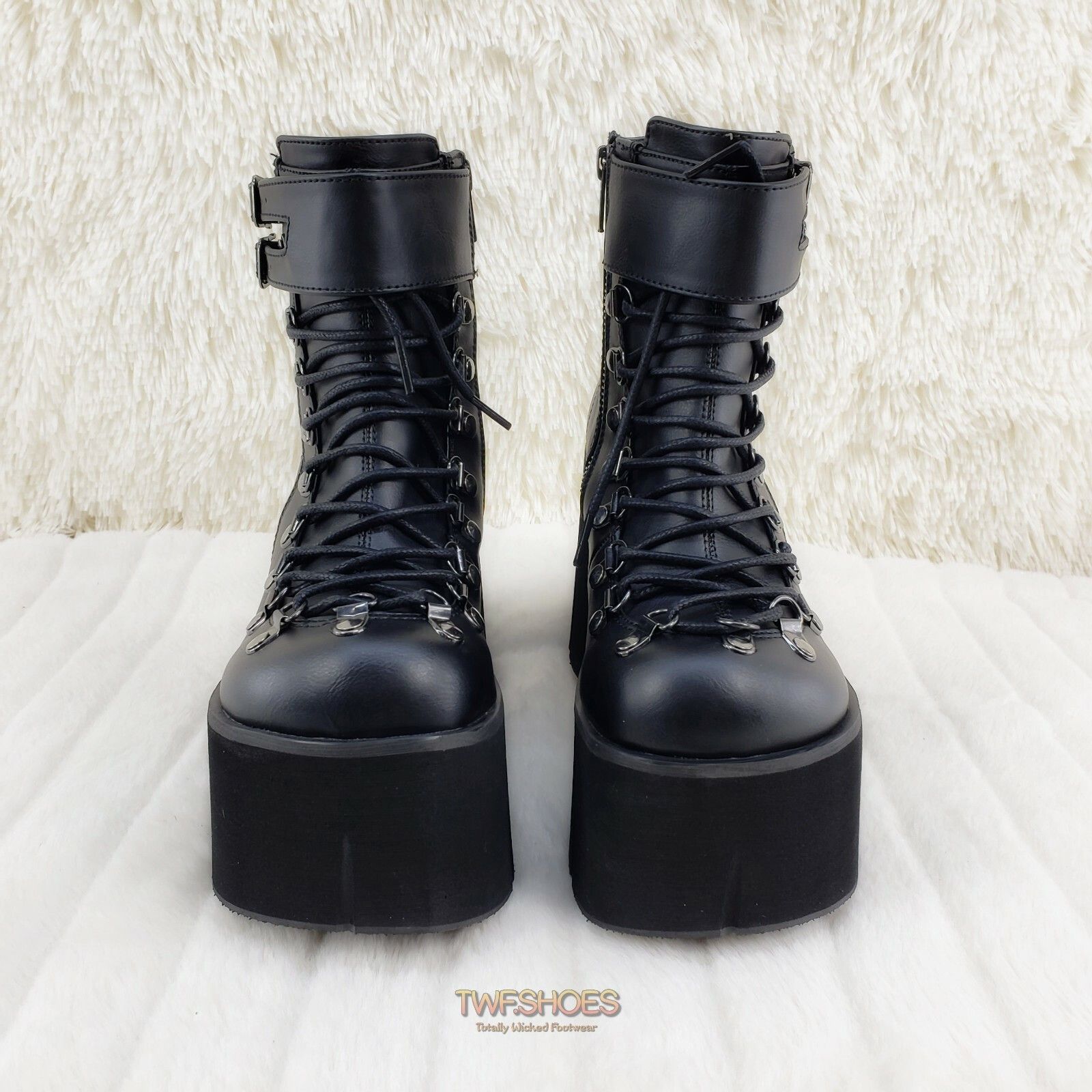 Demonia Cult DEMONIA Kera 21 Black Ankle Boot 4.5" Platform Cuff Straps G Size US 11 / IT 41 - 6 Thumbnail