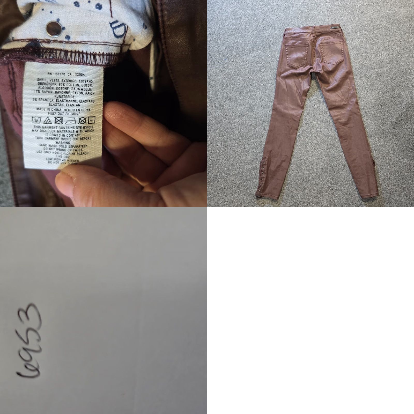 Vintage Pilcro Pants Womens Size 27 Brown Waxed Coated Side Lace Up Faux Leather Casual Size 27" / US 4 / IT 40 - 8 Thumbnail