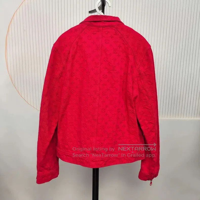 Louis Vuitton LV Monogram Stand Collar Denim Jacket Red 48. Size US M / EU 48-50 / 2 - 2 Thumbnail