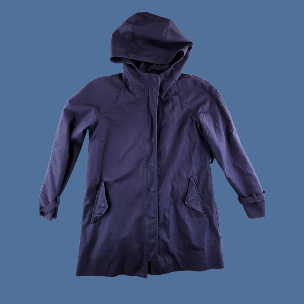 J.Crew J.CREW Canvas Jacket Womens 10 Navy Blue Long Overcoat Military Field Zip Button Jacket Coat Women Blue Size L / US 10 / IT 46 - 1 Thumbnail