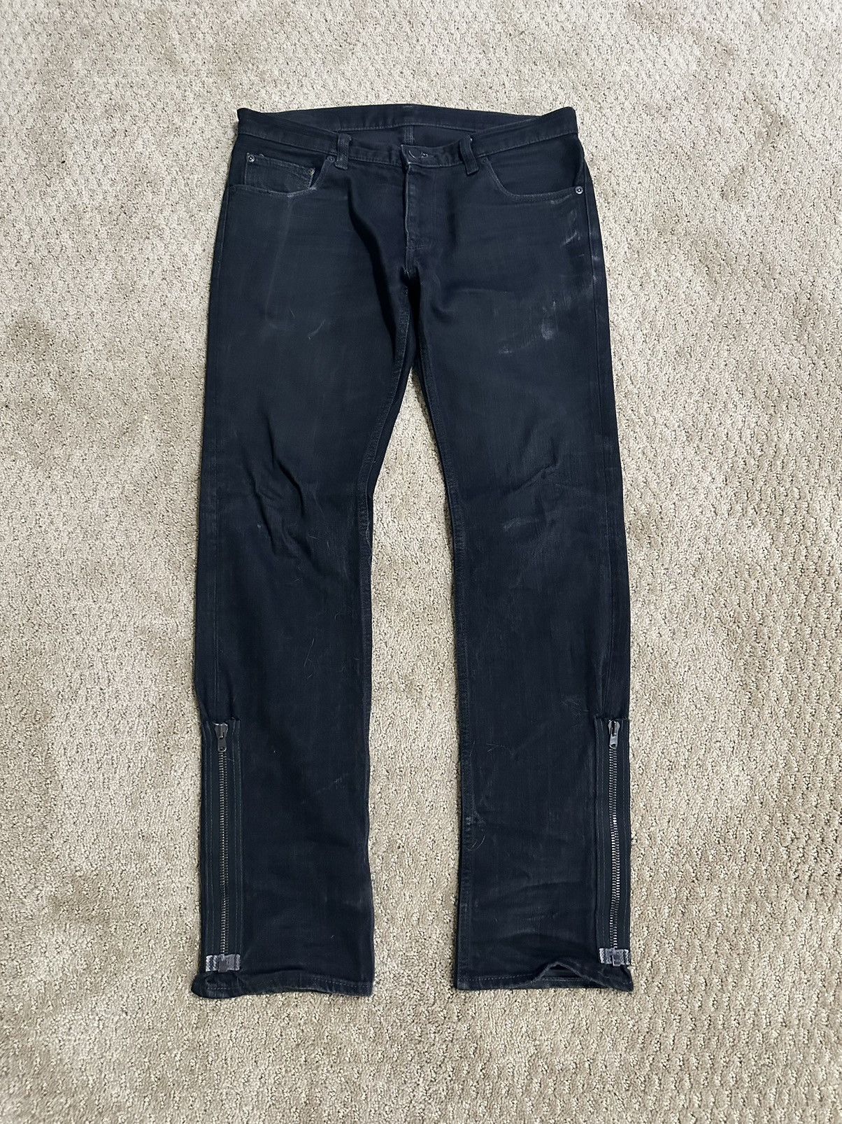 Number (N)ine NUMBER NINE FW06 NOIR COATED BLACK PAIN DENIM JEANS