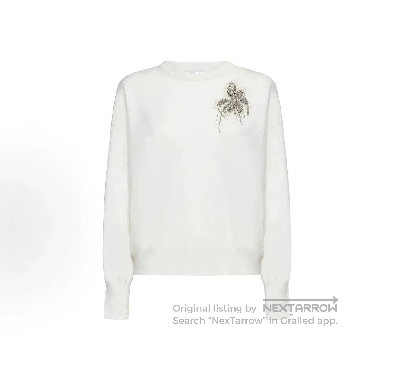 Brunello Cucinelli Brunello Cucinelli Beaded Floral Sweatshirt. Size M / US 6-8 / IT 42-44 - 1 Thumbnail