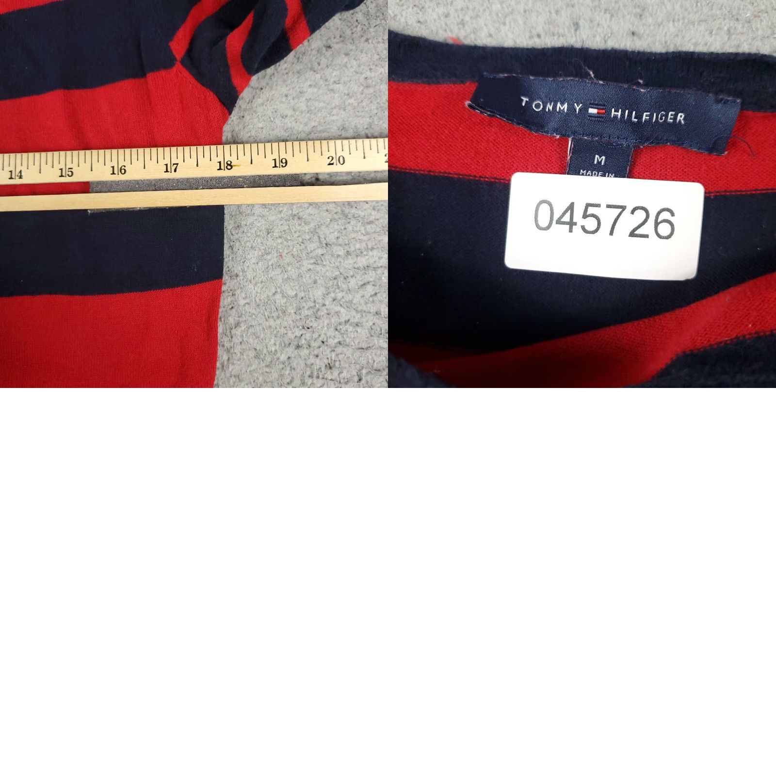 Tommy Hilfiger Tommy Hilfiger Long Sleeve Striped Pullover T-Shirt Women's Medium Red Cotton Crew Neck Size M / US 6-8 / IT 42-44 - 8 Thumbnail