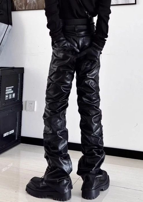 Leather Long Ruched Soft Black Pu Leather Stacked Pant Size US 30 / EU 46 - 11 Thumbnail