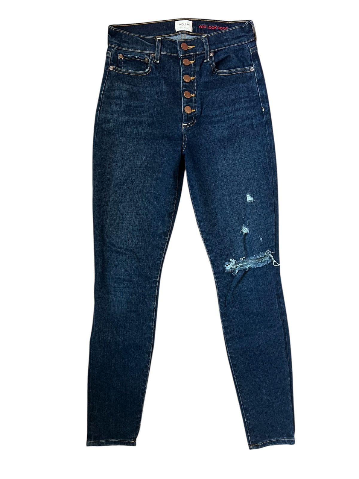 Alice + Olivia AO LA by Alice + Olivia HR Distressed Skinny Jeans | 27 Size 27" / US 4 / IT 40 - 1 Thumbnail