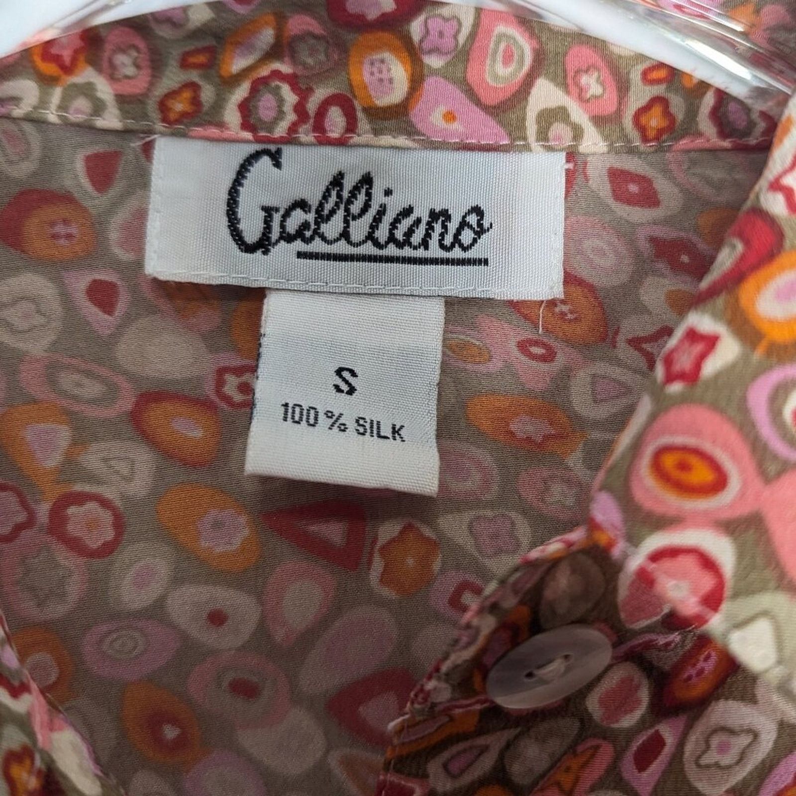 John Galliano Galliano Vintage Pink Orange Floral Pattern Silk Blouse S Size S / US 4 / IT 40 - 3 Thumbnail