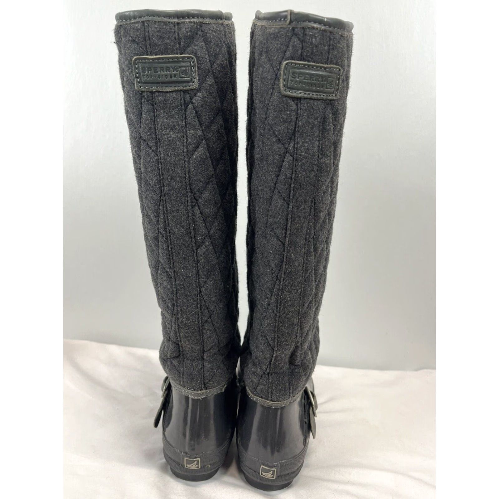 Sperry VINTAGE Sperry Top Sider Hingham Quilted Tall Rain Boots Sz 8 Gray Womens Size M / US 6-8 / IT 42-44 - 4 Thumbnail