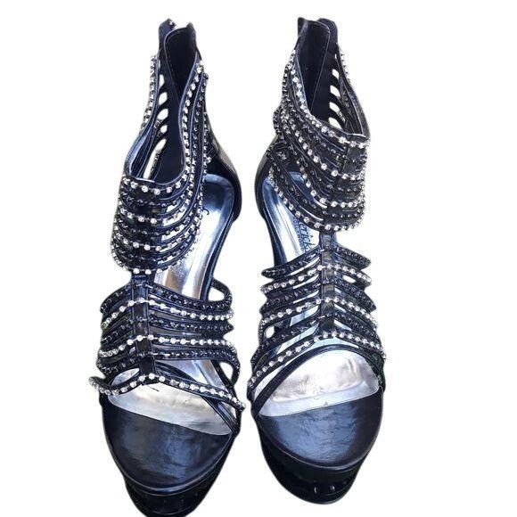 Other Fredericks Vegan Platform Studded Rhinestone Strappy Ankle W Size US 8 / IT 38 - 4 Thumbnail