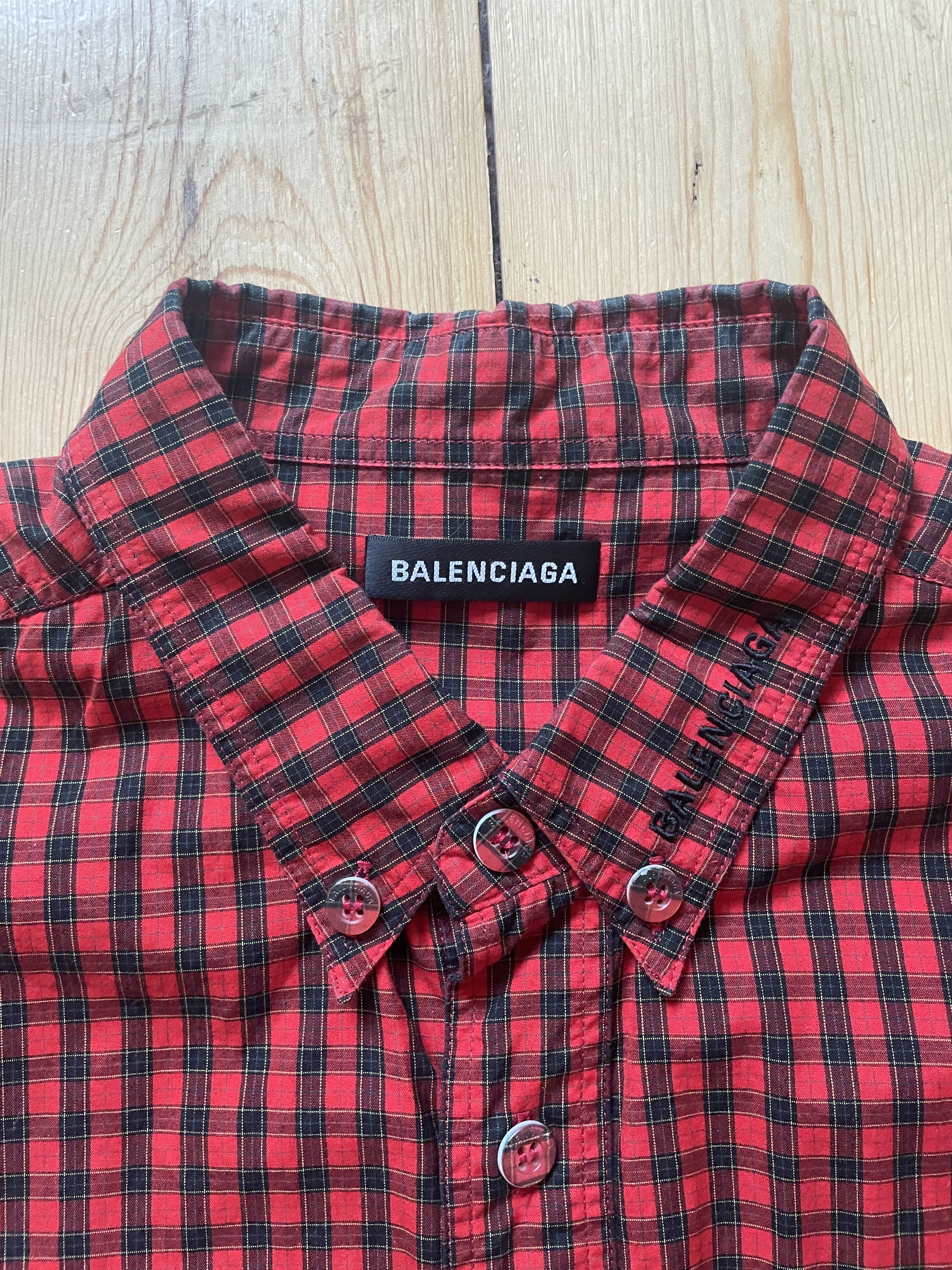Balenciaga Balenciaga - Raw Hem Short Sleeve Cotton Poplin Shirt Size US L / EU 52-54 / 3 - 5 Thumbnail