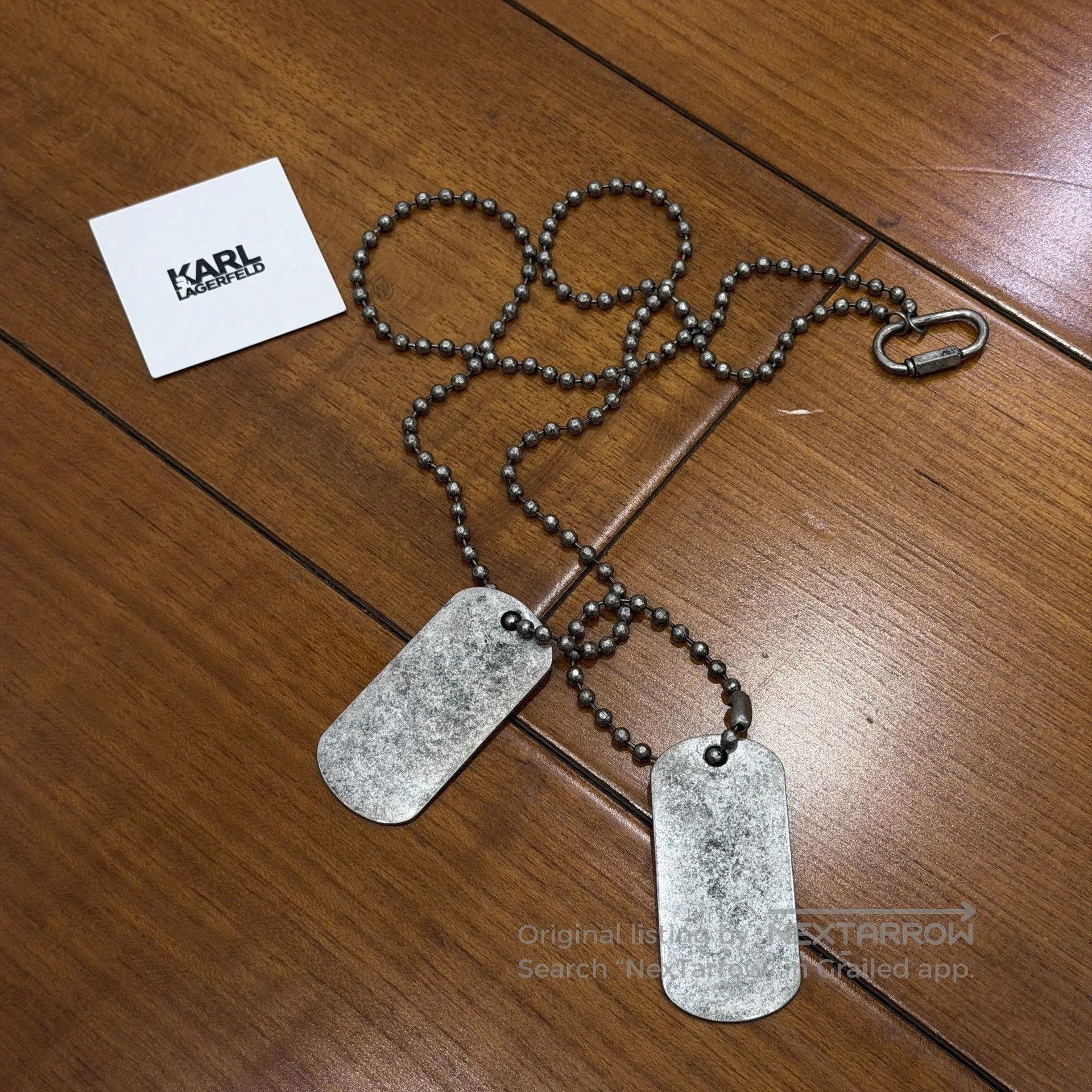 Karl Lagerfeld Karl Lagerfeld x Alled Martinez Distressed Dog Tag Necklace Size ONE SIZE - 2 Thumbnail