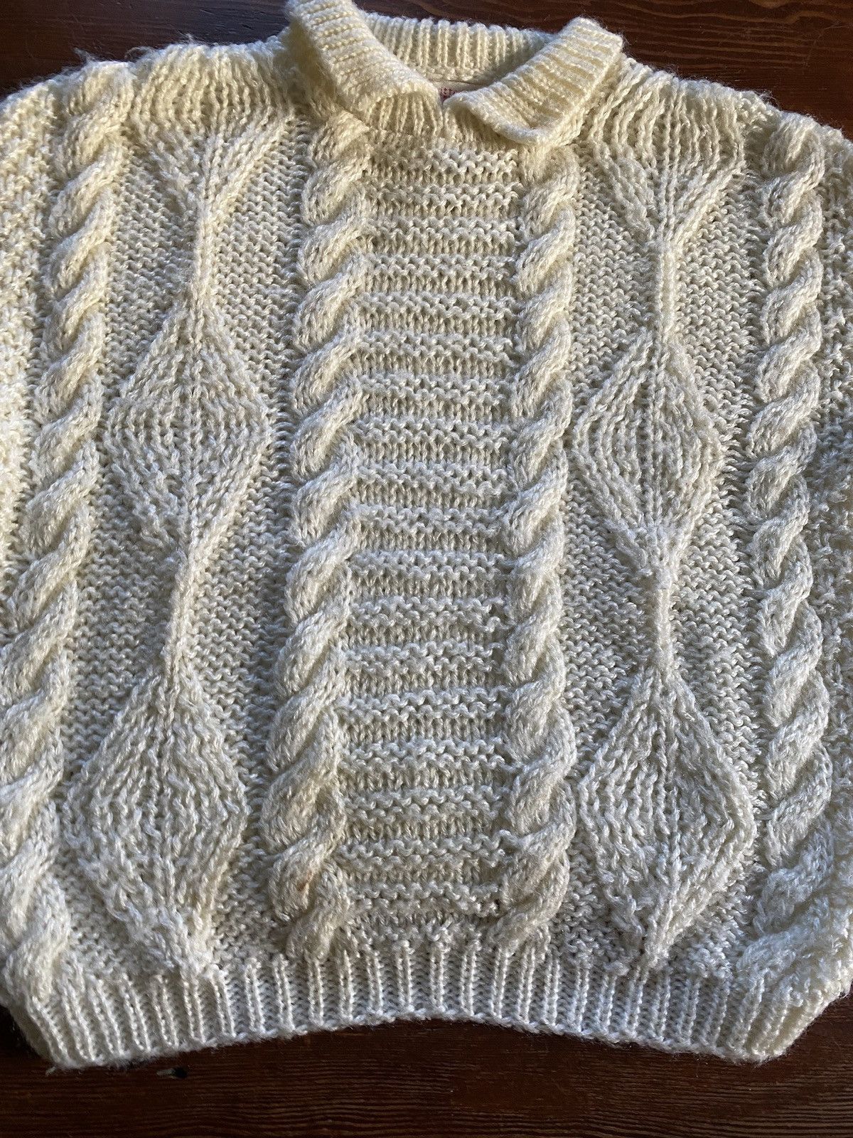 Vintage Vintage 80’s Crop Style Cream Cable Knit Polo Sweater Size M / US 6-8 / IT 42-44 - 3 Thumbnail