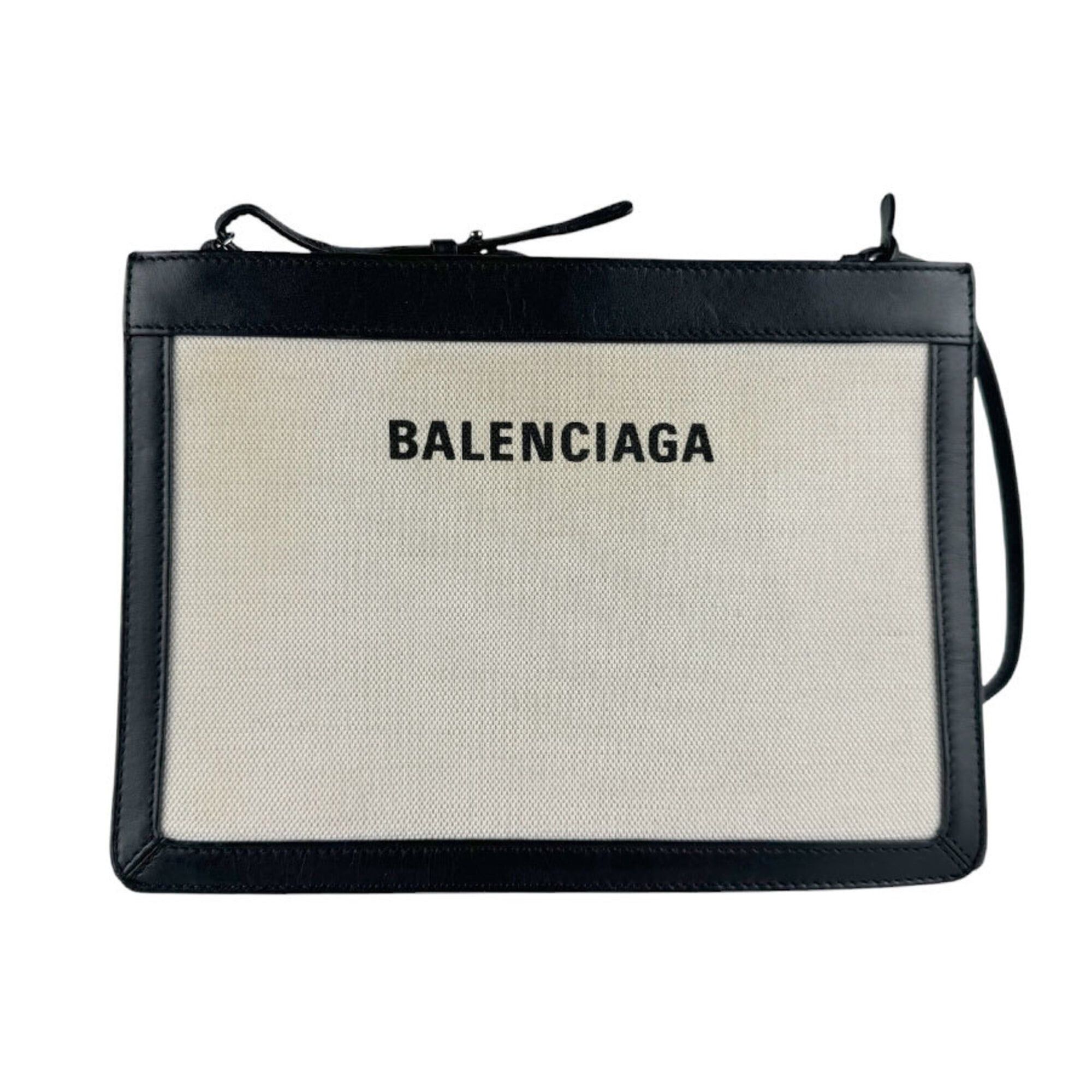 Balenciaga Balenciaga Shoulder Bag Navy Pochette Canvas Leather Black Ivory Women's z9533 Size ONE SIZE - 1 Thumbnail
