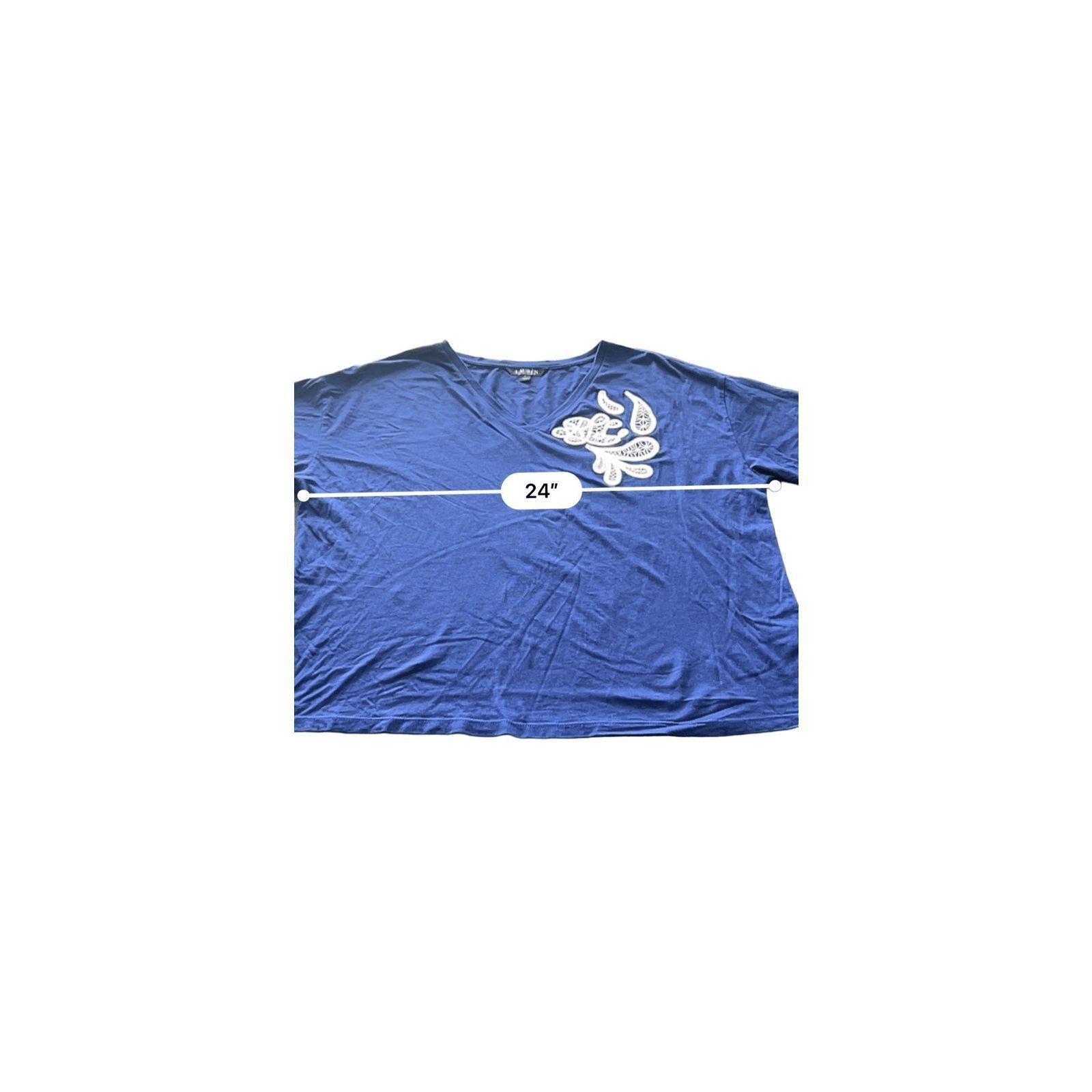 Ralph Lauren Lauren Ralph Lauren Lace-Patch V-Neck TShirt size Large Size L / US 10 / IT 46 - 8 Thumbnail