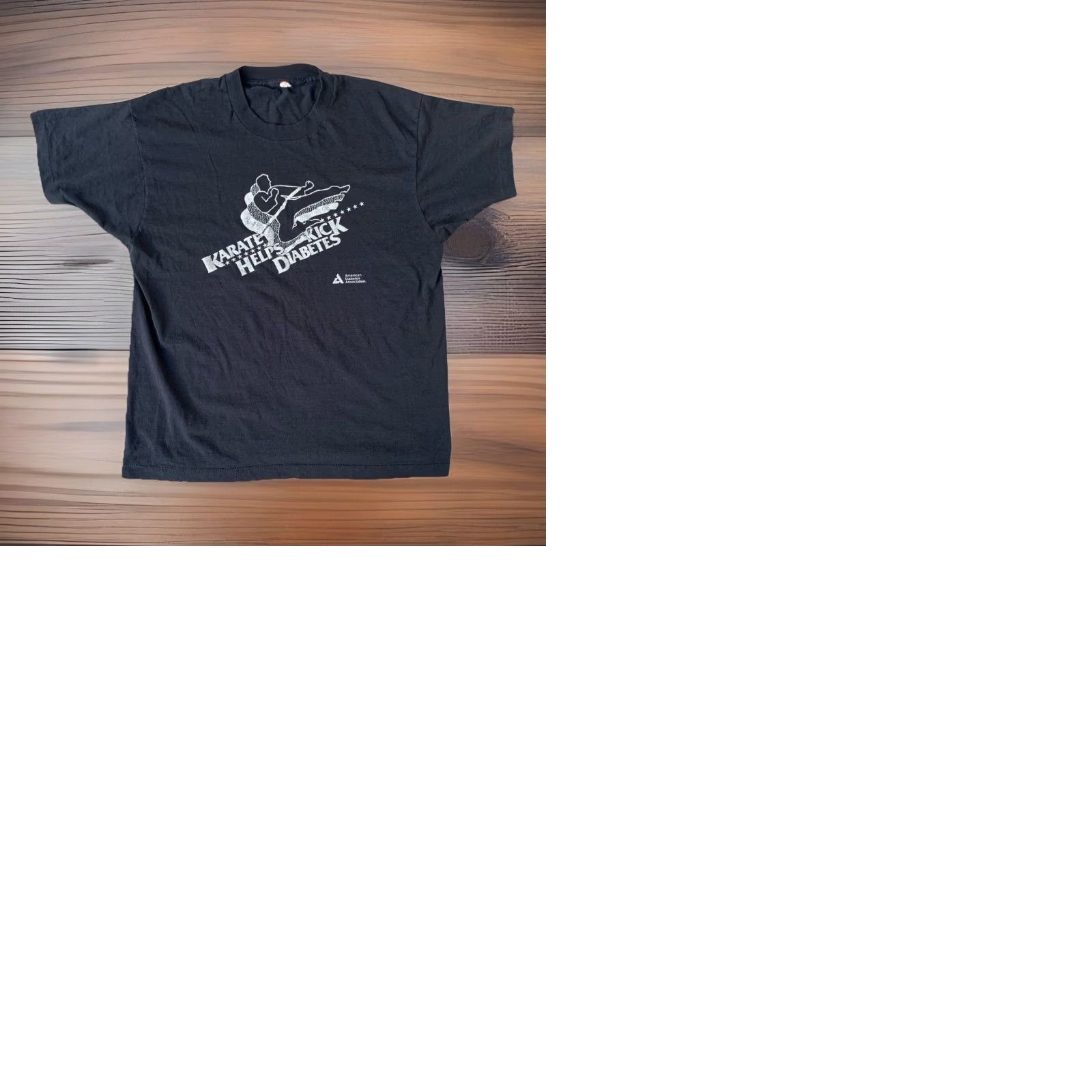 Vintage VINTAGE Screen Stars T-Shirt Karate Helps Kick Diabetes Graphic Black XL Unisex Adults 1980s 80s Size US XL / EU 56 / 4 - 12 Thumbnail