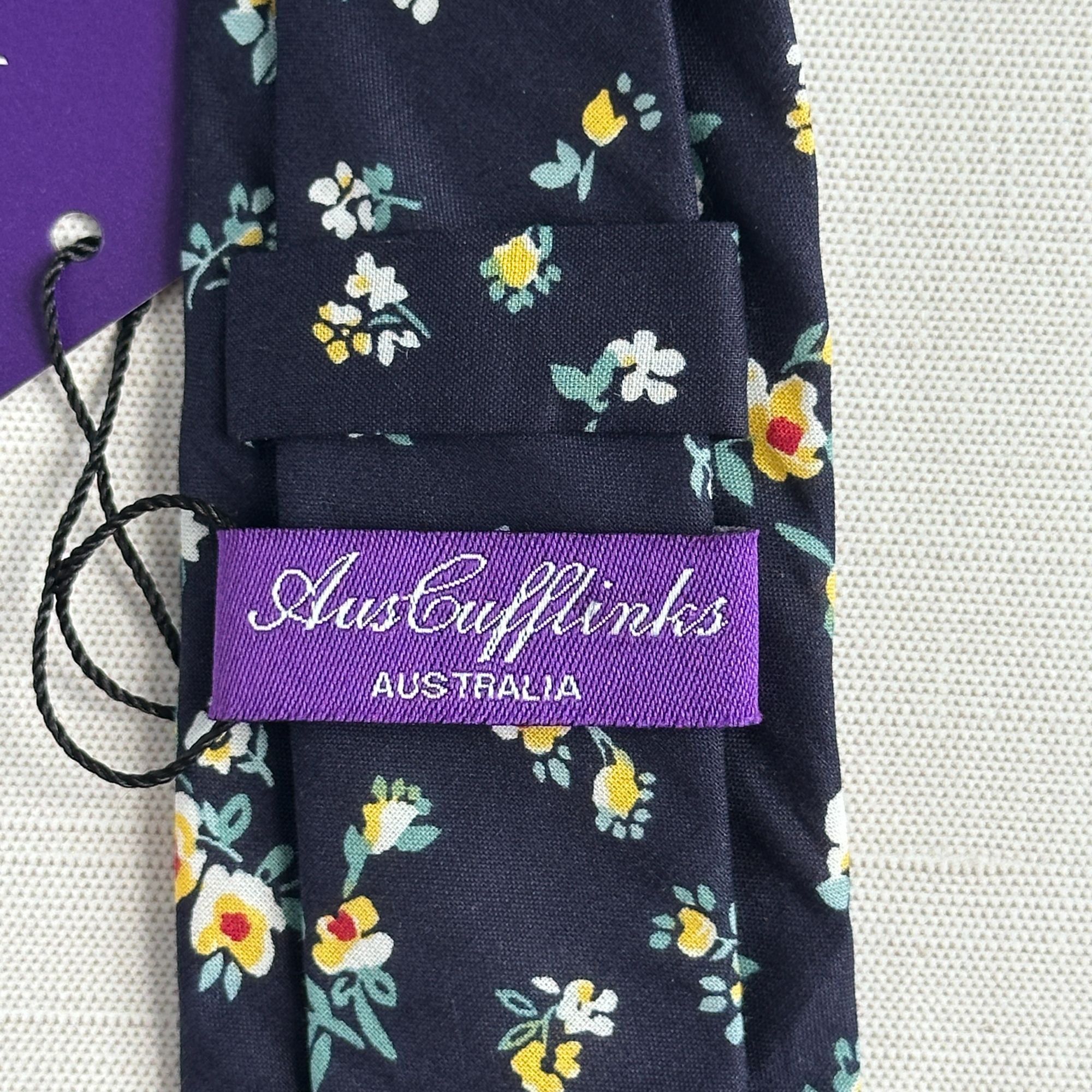 Other AusCufflinks Men’s Tie NWT Navy Cotton Floral Print Handmade Size ONE SIZE - 8 Thumbnail