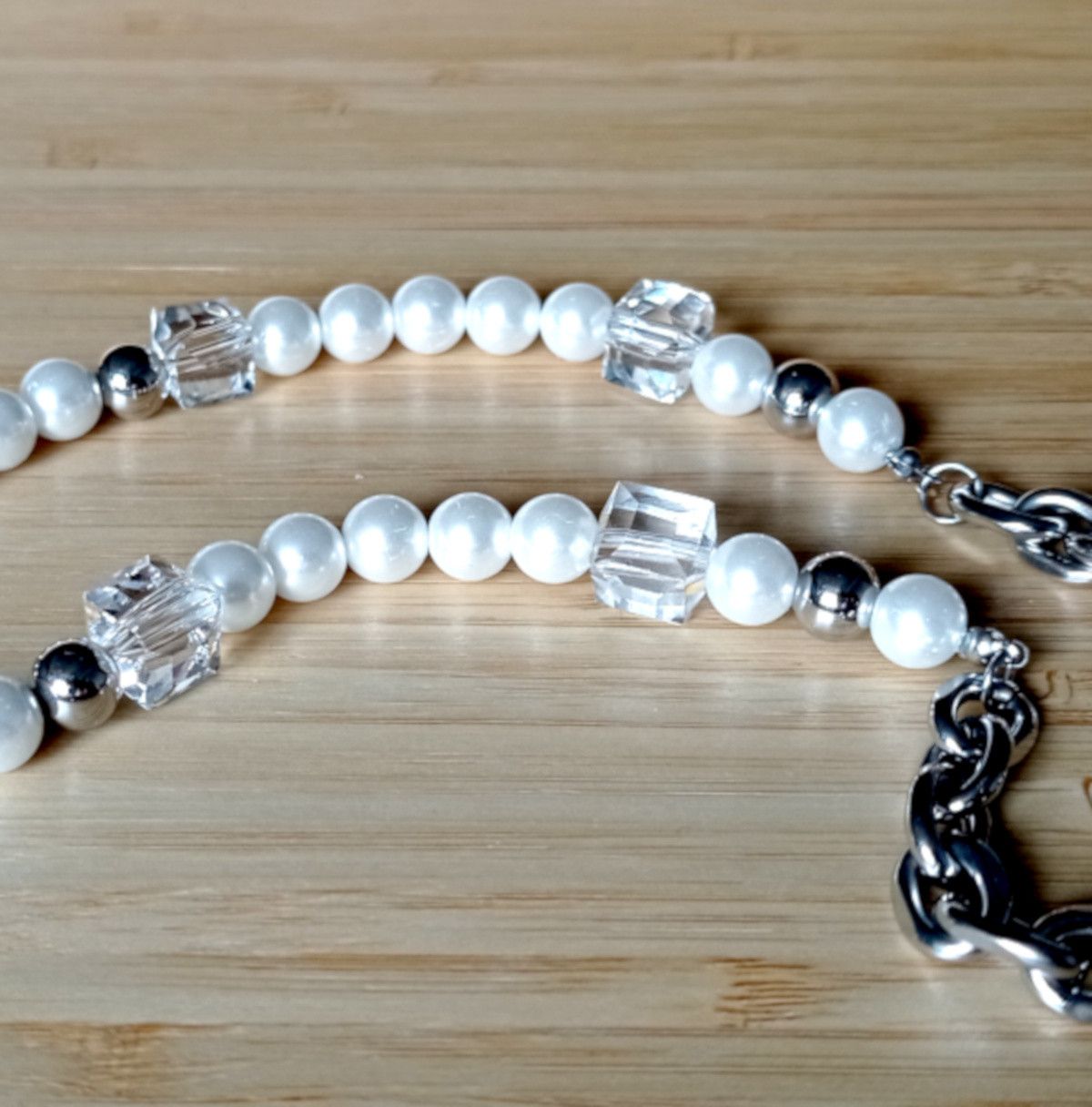 Vintage Vintage Avant Garde Luxury Ice Square Crystal Pearl Necklace Size ONE SIZE - 2 Thumbnail