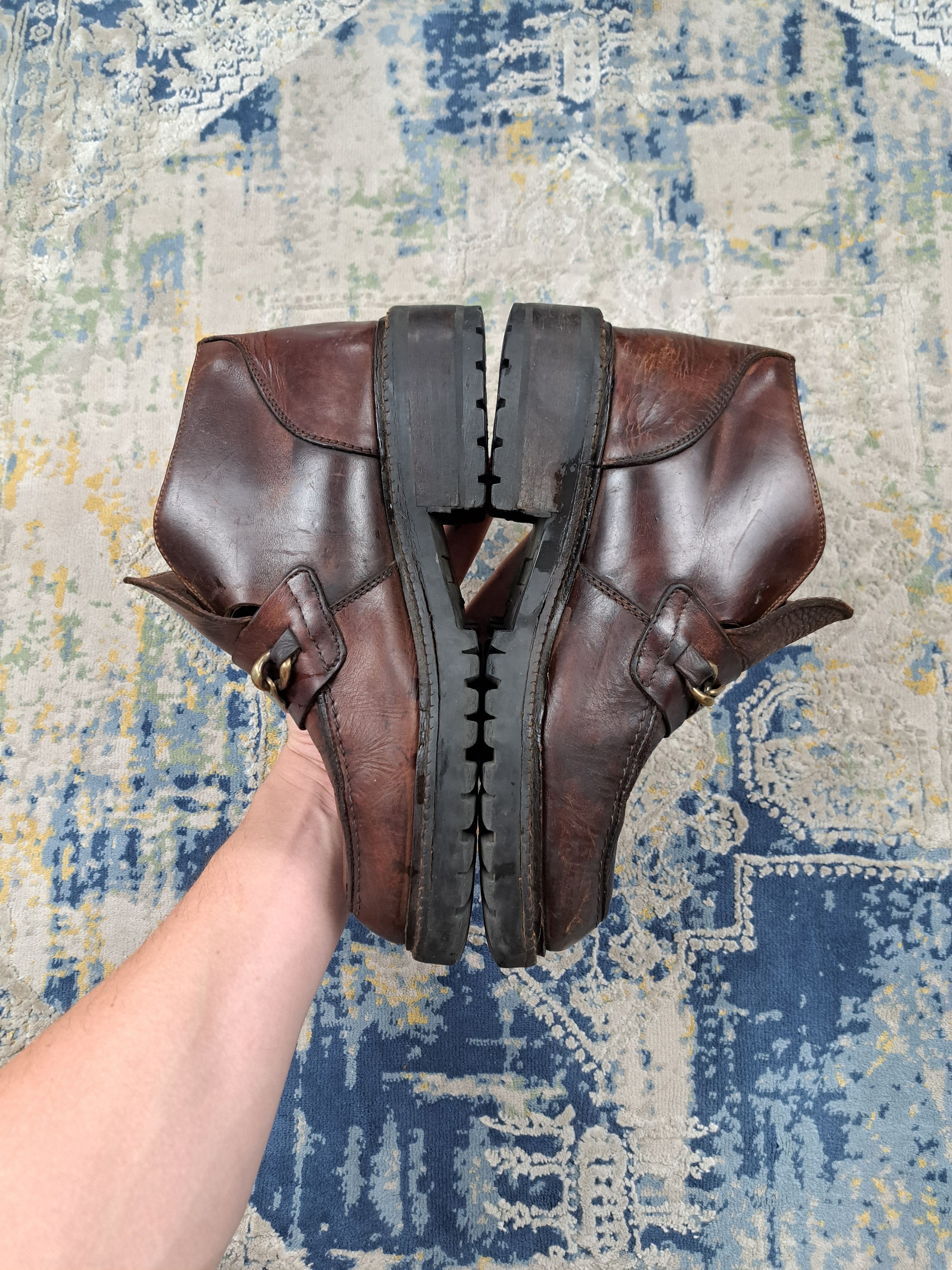 Vintage 80s Base London Chunky Leather Boots Rave Like Seditionaries Size US 7 / EU 40 - 2 Thumbnail