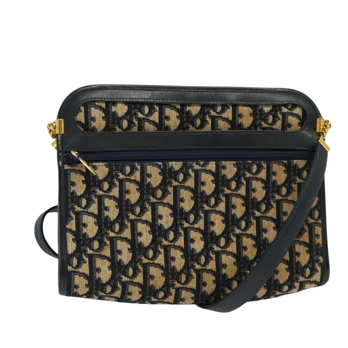 Dior DIOR Trotter Canvas Shoulder Bag Navy Gold Size ONE SIZE - 1 Thumbnail