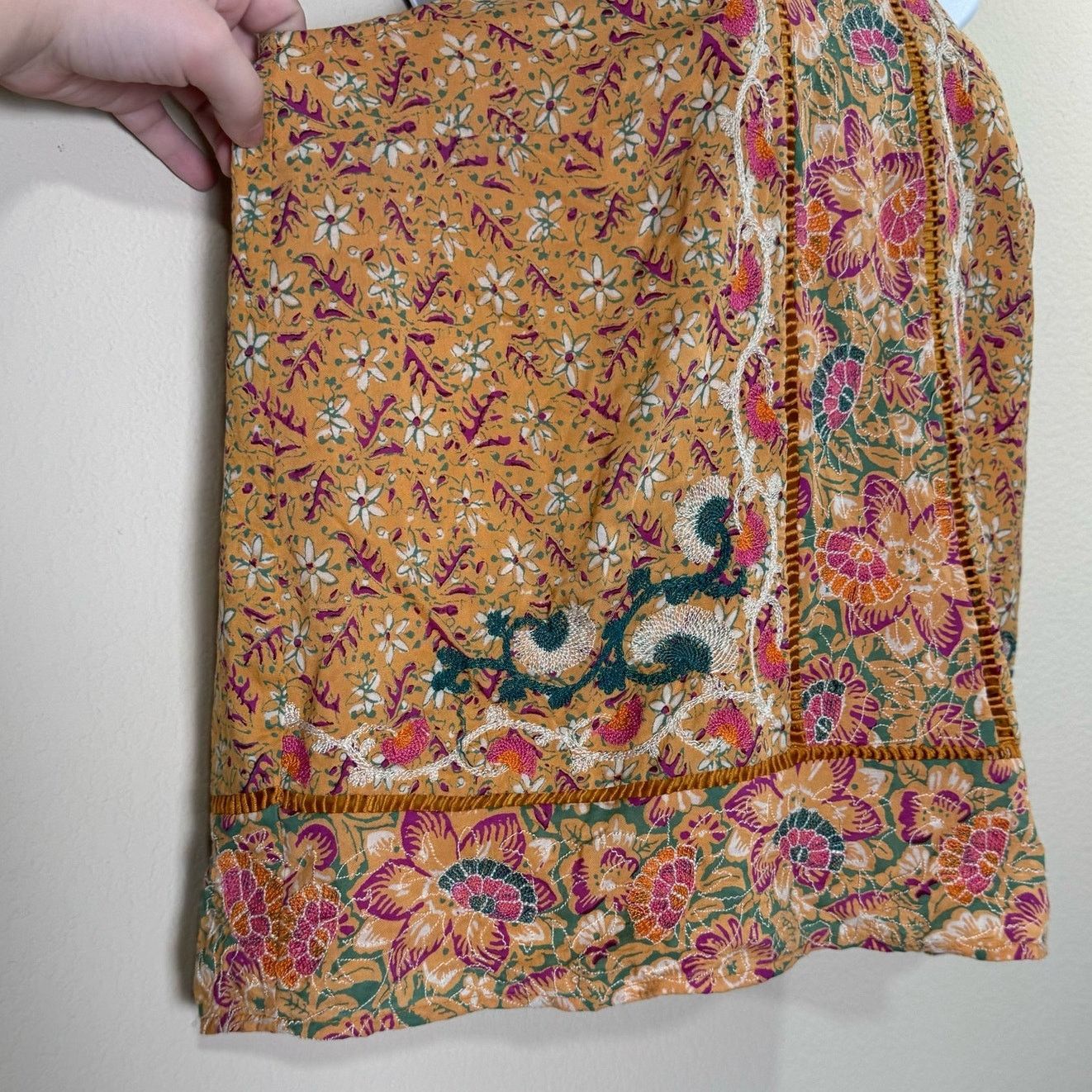 Anthropologie akemi + kim | embroidered boho lattice yellow tank sz 2 Size XS / US 0-2 / IT 36-38 - 3 Thumbnail