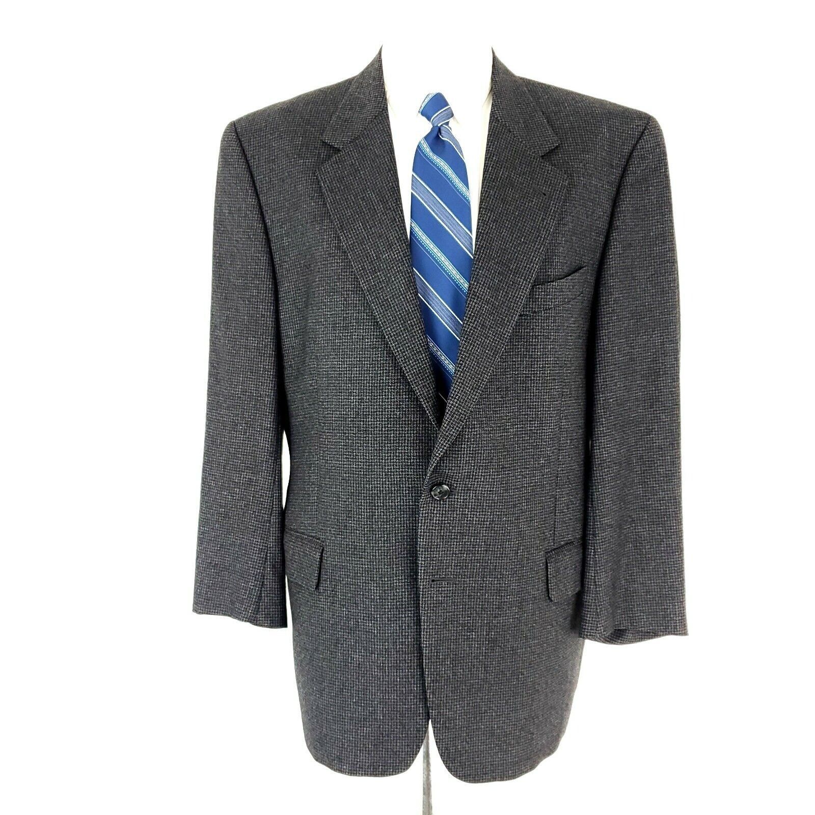 Joseph Abboud Joseph Abboud Wool 2 Button Sport Coat 42R Gray Black Check Size 42R - 3 Thumbnail