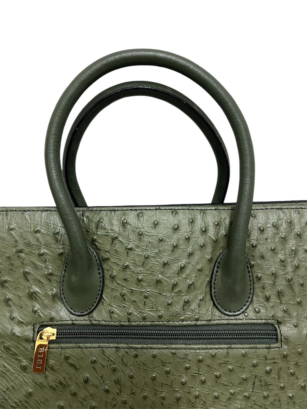 Leather Birkin Style Hand Bag Ostrich Leather Size ONE SIZE - 8 Thumbnail