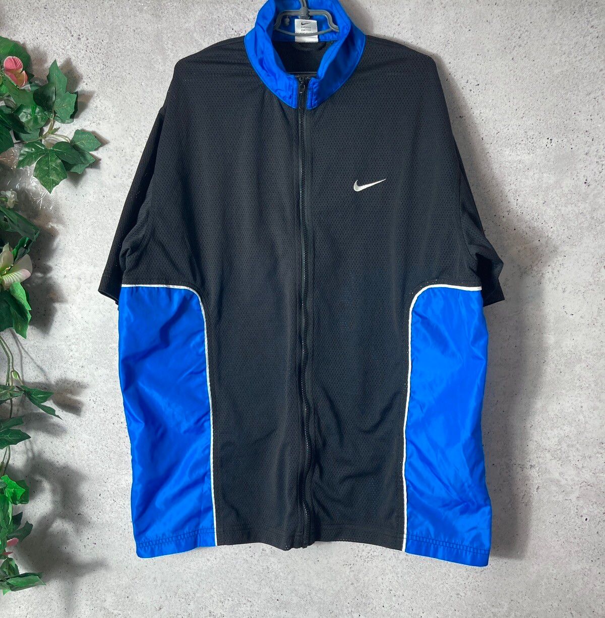 Pre-owned Nike Vintage 90's  Short-sleeve Track Top In Black Blue