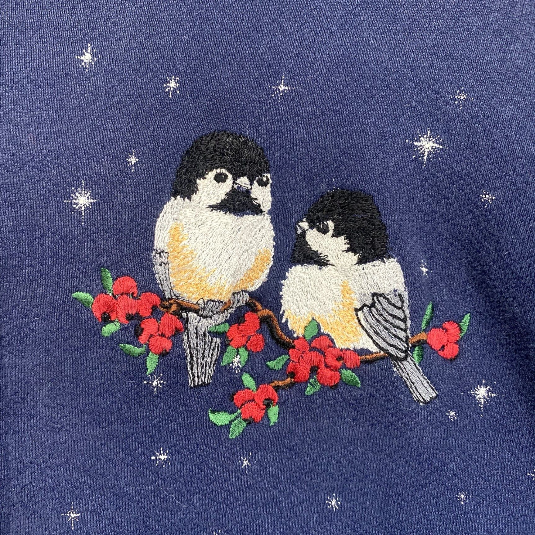 Vintage VINTAGE Top Stitch Cardigan Women’s Knit Black Embroidered Bird Pockets Medium Size M / US 6-8 / IT 42-44 - 2 Thumbnail