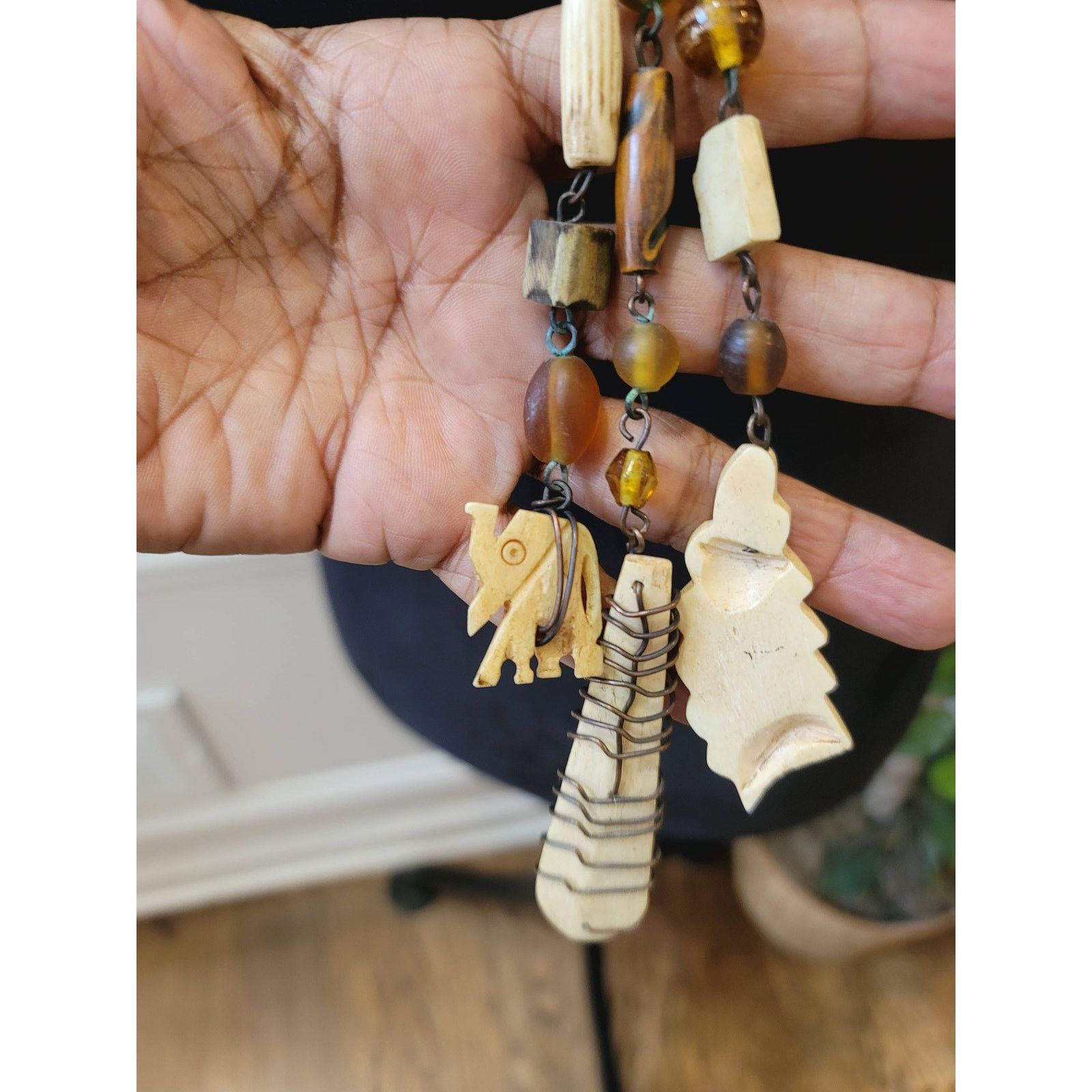 The Unbranded Brand Tribal Carved Animal Bead Necklace Handmade Beaded Long Boho Size ONE SIZE - 4 Thumbnail
