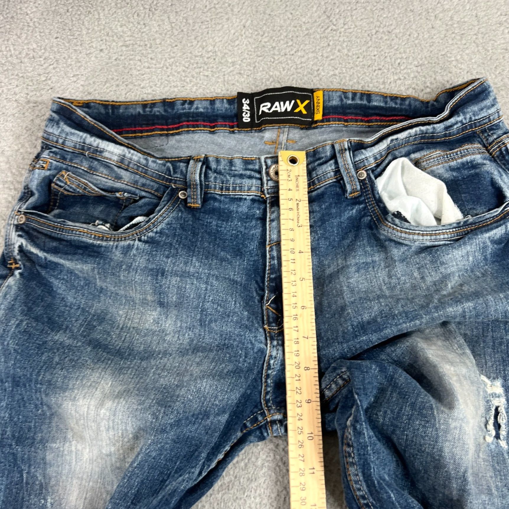 Vintage VINTAGE Raw X Men's Skinny Distressed Jeans 34x30 Blue Denim Streetwear Size US 34 / EU 50 - 4 Thumbnail