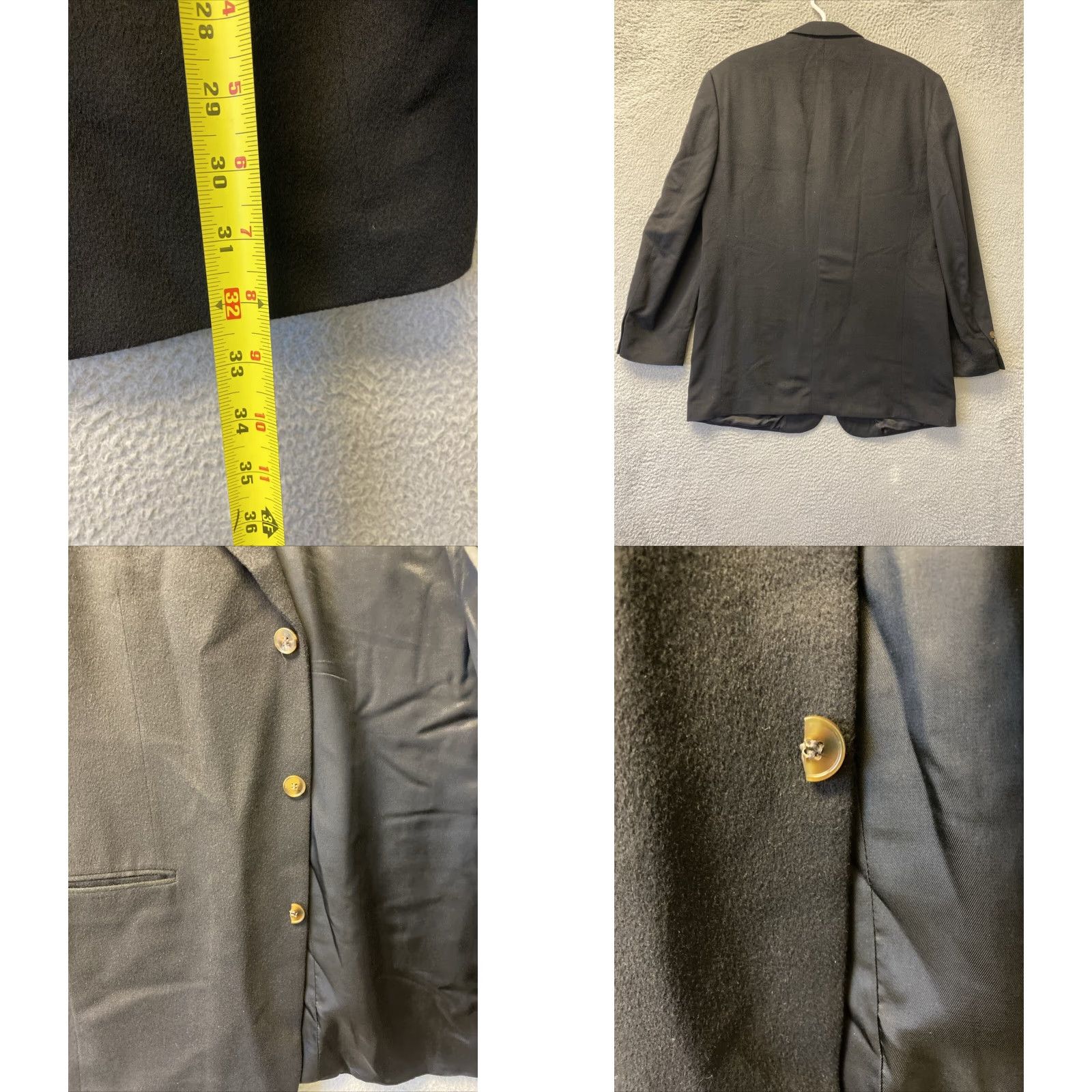 Bill Blass Bill Blass Blazer Jacket 100% Cashmere Single-Breasted Black 43 Long /65-40 Mens Regular Long Three-Button Ventless Coat/Blazer Style Vintage No Size 46R - 8 Thumbnail