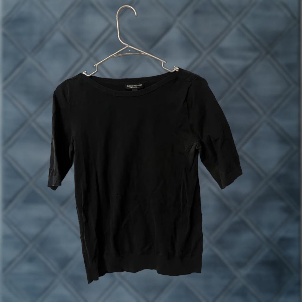 Banana Republic Banana Republic Womens Black Solid Short Sleeve T-Shirt Small Casual Fit Regular Size S / US 4 / IT 40 - 1 Thumbnail