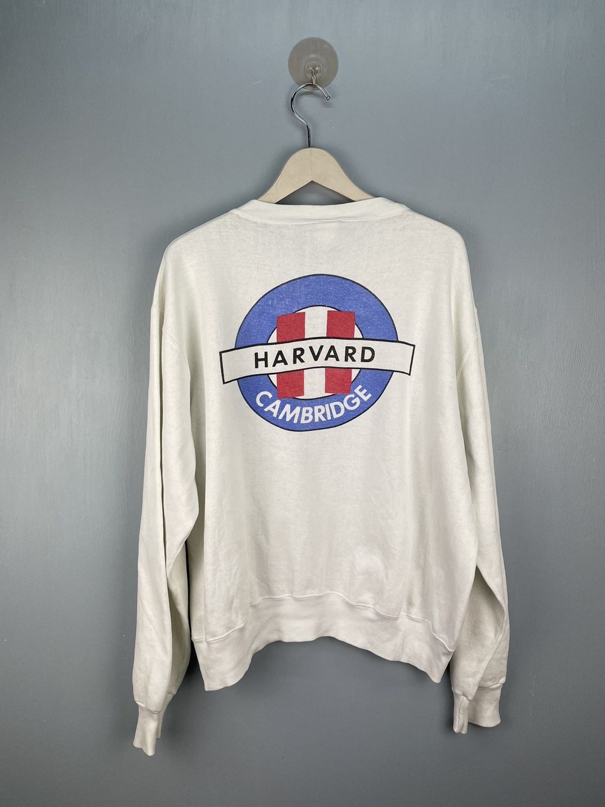 image of American College x Harvard Vintage 80's Harvard Cambridge University Sweatshirt in White (Size XL)