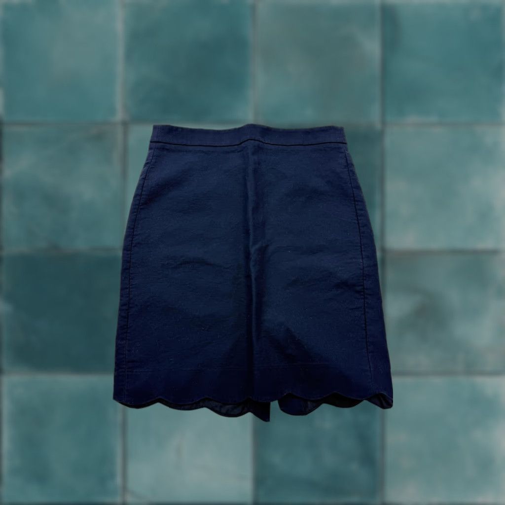 J.Crew J. By J.Crew Skirt Womens 4 Blue Cotton Twill A-Line Scallop Hem Mini Casual Size 27" / US 4 / IT 40 - 1 Thumbnail