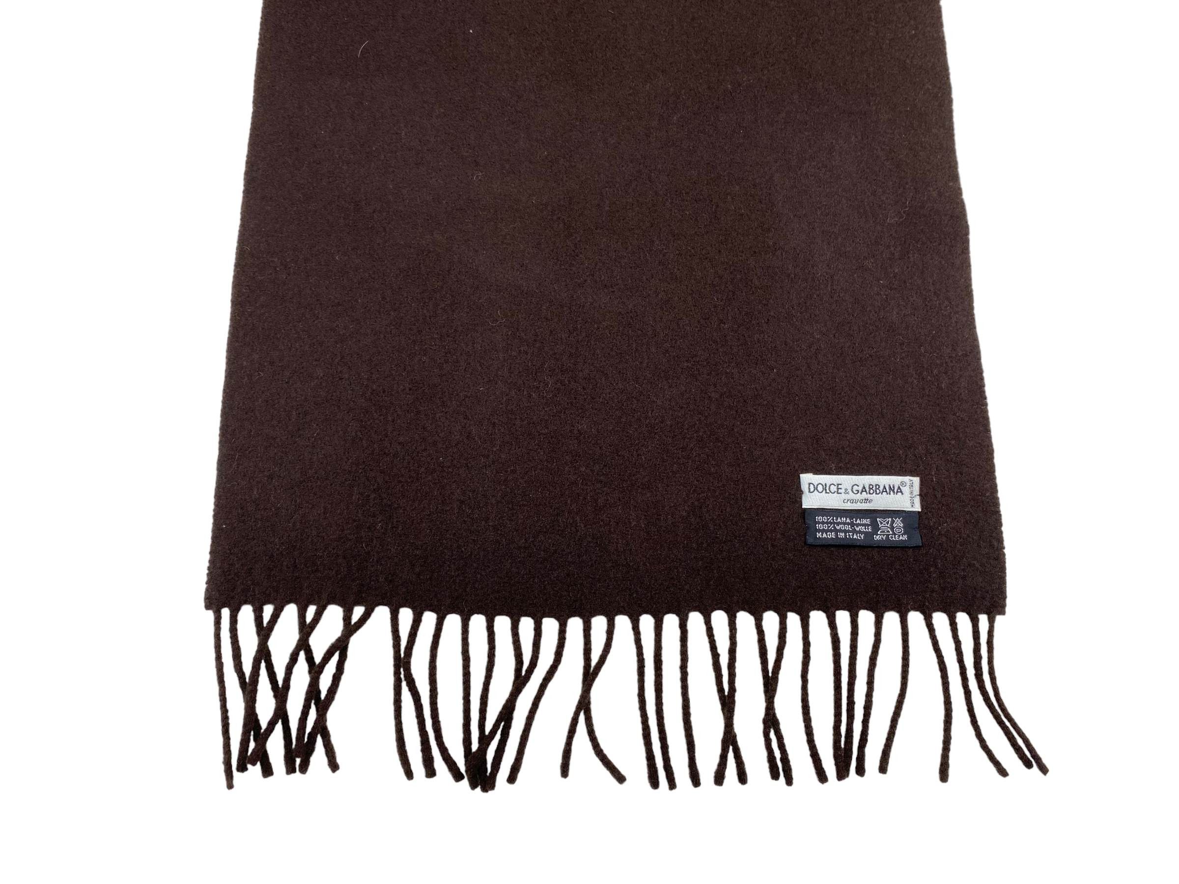 Dolce & Gabbana × Vintage Dolce&Gabbana Vintage Lambswool Scarf Dark Brown Winter Size ONE SIZE - 9 Thumbnail