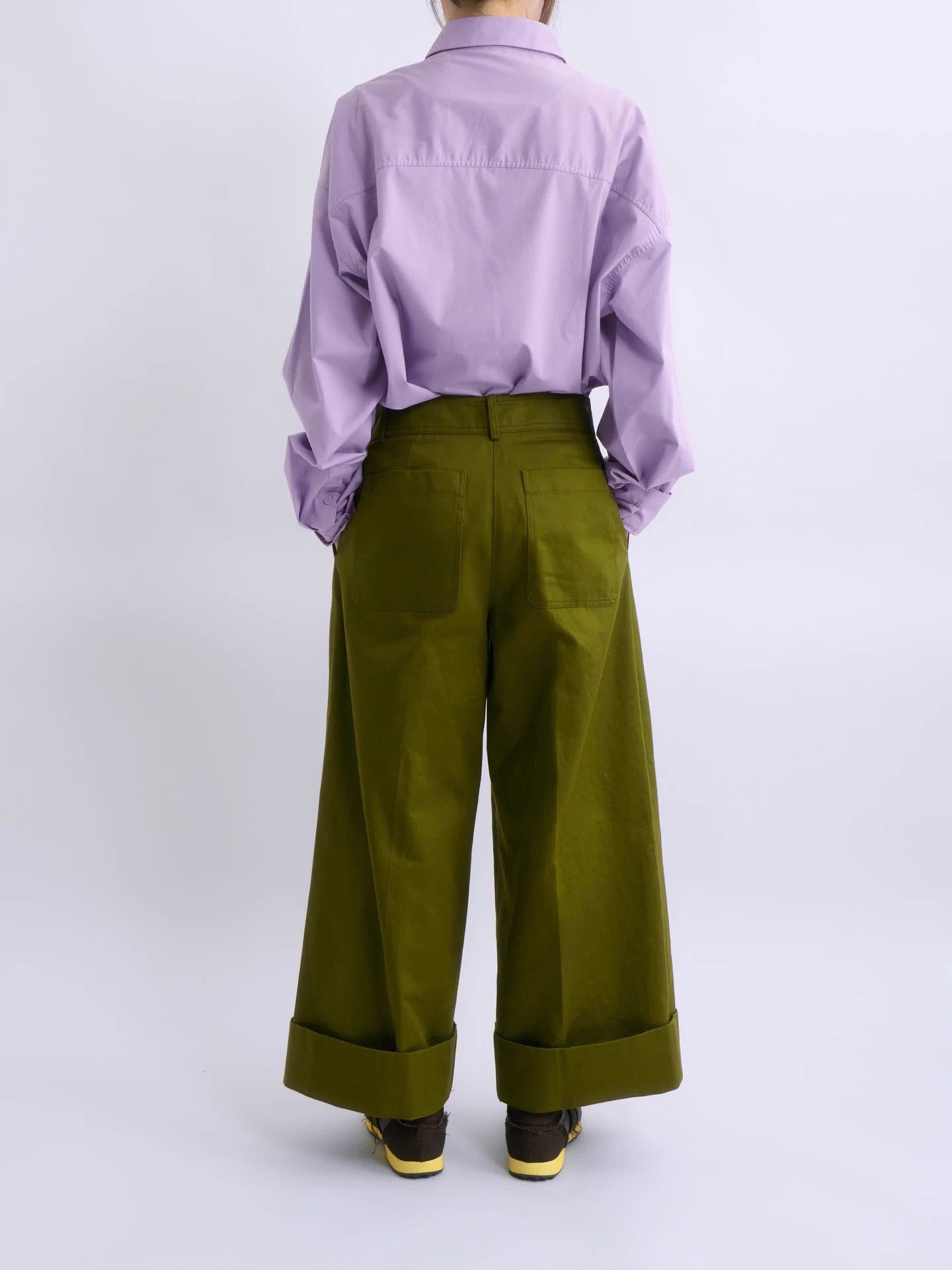Jil Sander JIL SANDER Green High-Waisted Wide-Leg Pants 18ss 36 Size 25" / US 0 / IT 36 - 4 Thumbnail