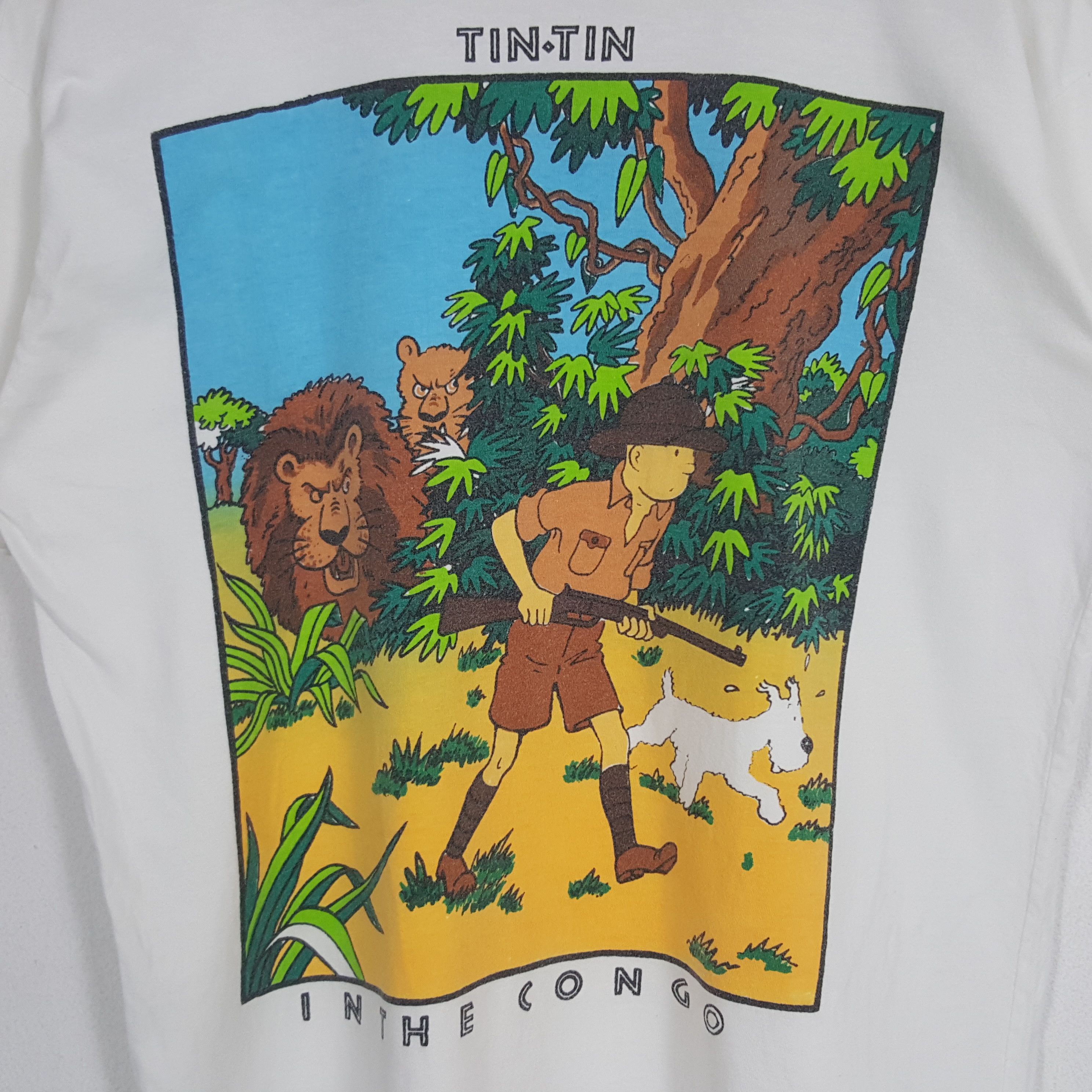 Vintage Vintage Tintin In The Congo American Cartoon Movie Tshirt Size US M / EU 48-50 / 2 - 2 Thumbnail