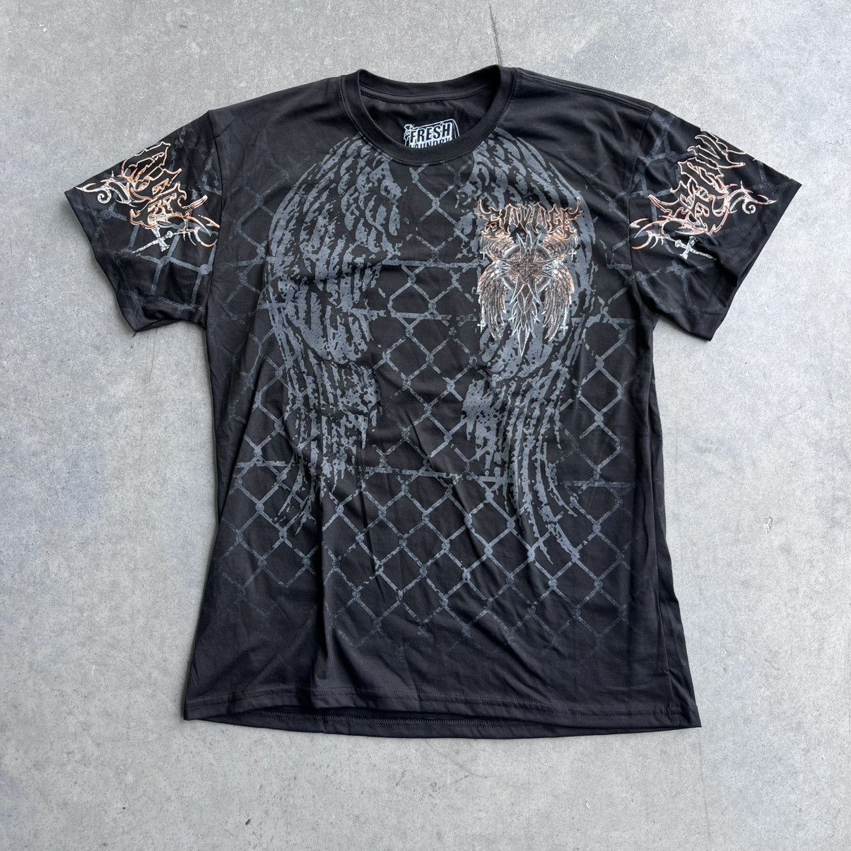 Vintage Vintage Affliction Style Orange and Black Skull Print Cross Size US L / EU 52-54 / 3 - 5 Thumbnail