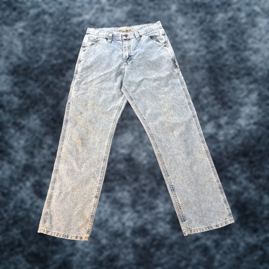 Lee VINTAGE Lee Jeans Men 33x31 Denim Blue Baggy Workwear Carpenter 5-Pocket Straight Inseam 31/32 USA Mens Size US 33 - 1 Thumbnail