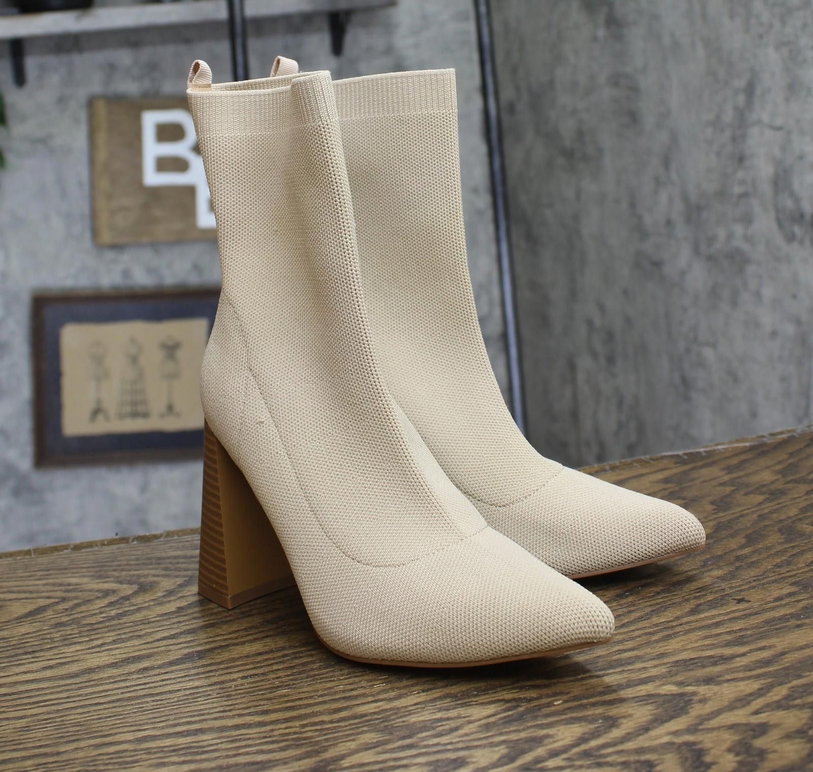 Other Journee Collection Tru Noralinn Booties Knit Beige Brown 6w Size US 6 / IT 36 - 1 Thumbnail