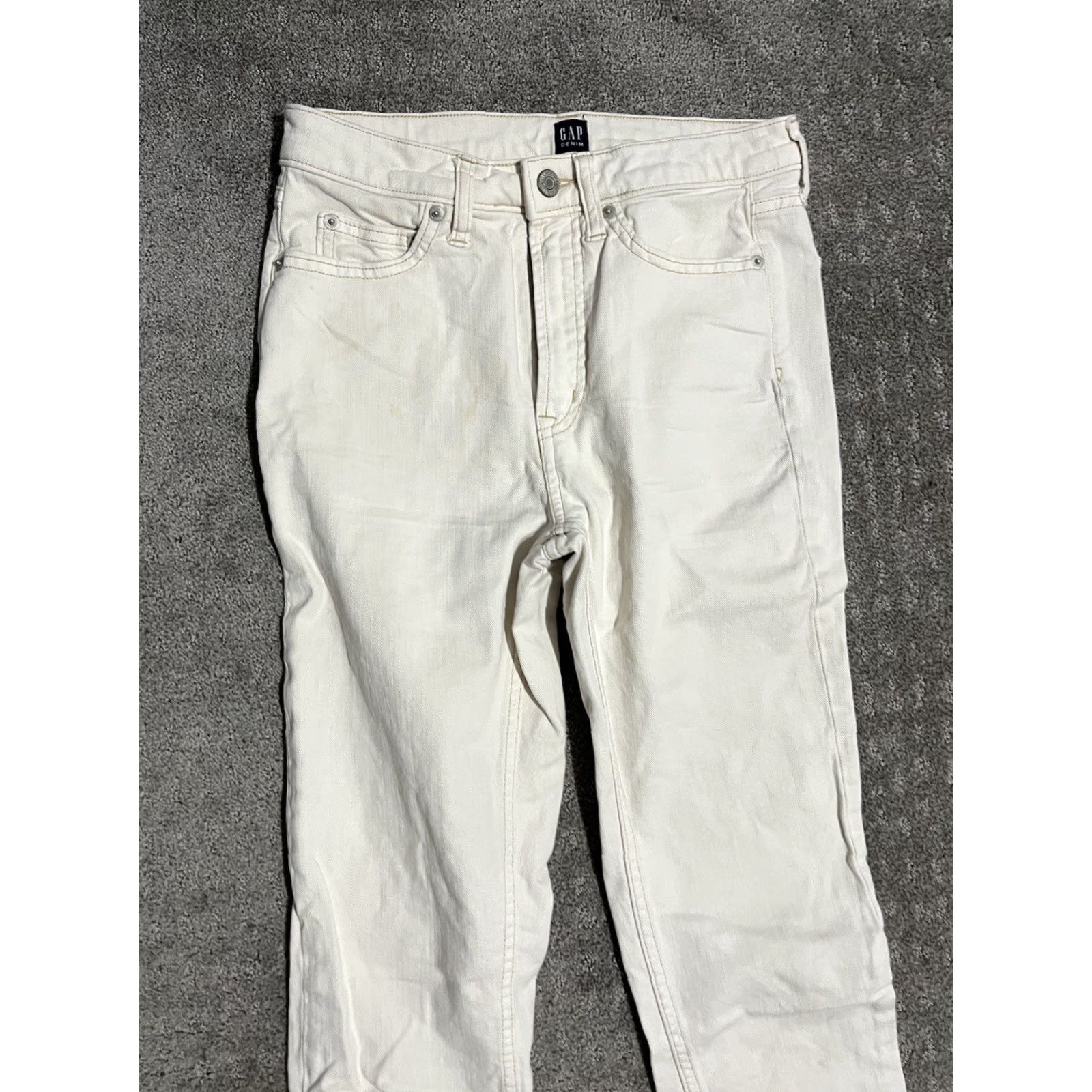 Gap VINTAGE Gap Cigarette Jeans Womens 0 White Denim Ankle Stretch High Rise 27.5in Classic Slim Size 25" / US 0 / IT 36 - 2 Thumbnail