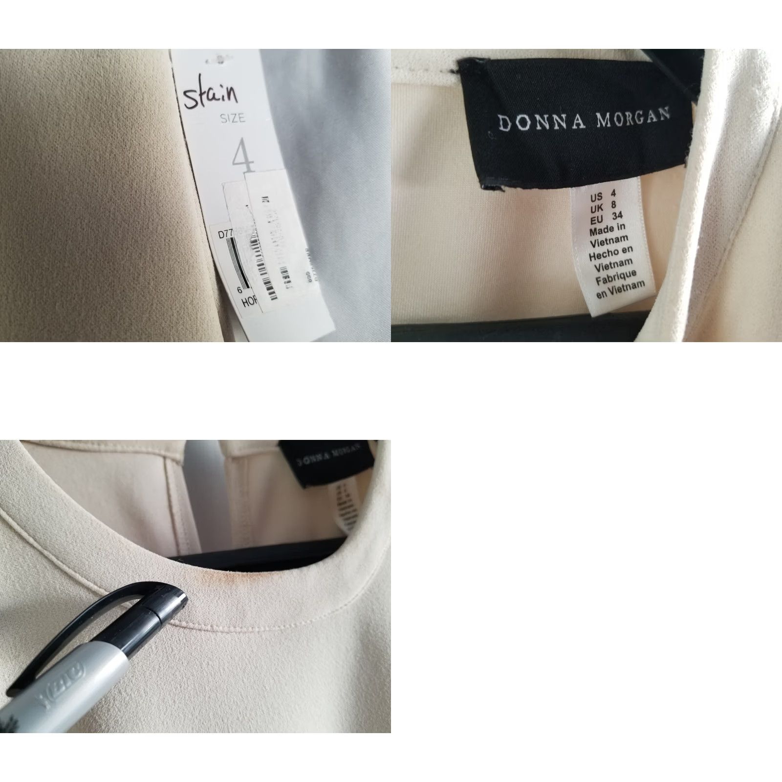Donna Morgan Donna Morgan Sheath Dress Beige 4 Light Stretch Bell Sleeve Knee Length Regular Women Vintage No Size S / US 4 / IT 40 - 9 Thumbnail