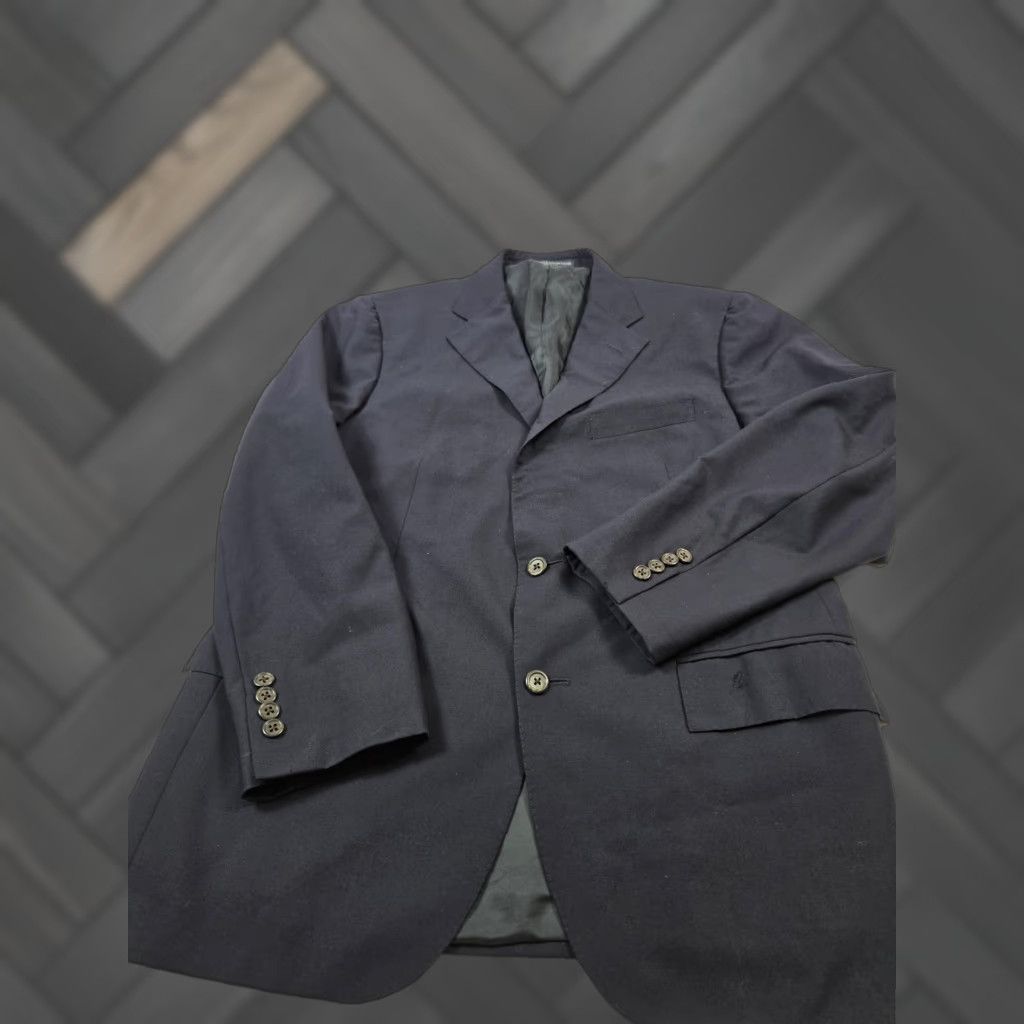 Polo Ralph Lauren Polo Ralph Lauren Sport Coat Jacket Mens 42R Navy Wool Made In Italy Blazer Notch Lapel Three-Button Front Used Size US XL / EU 56 / 4 - 1 Thumbnail