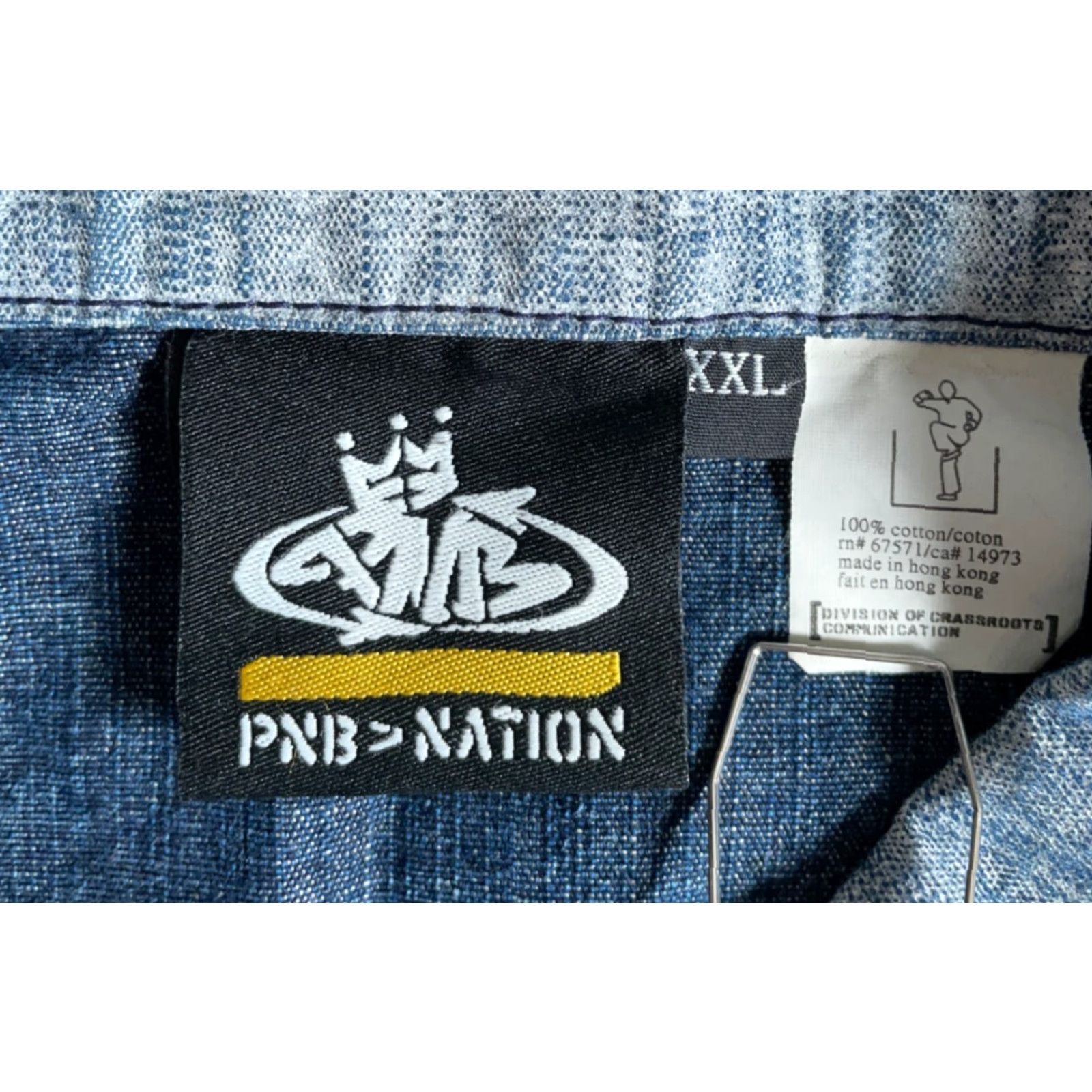Denime PNB Nation Jean Jacket Men's 2XL Blue Denim Hip Hop Streetwear Y2K Vintage Jacket Size US 39 - 3 Thumbnail