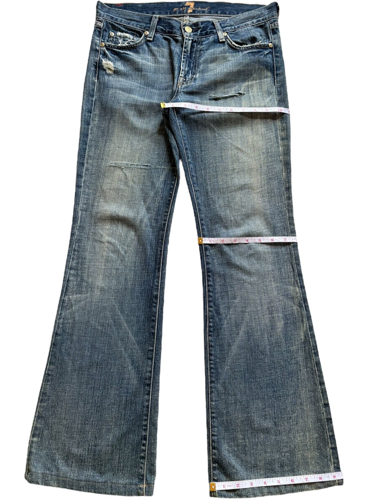 7 For All Mankind Vintage 7 For All Mankind Mud Wash Distressed Flare Jeans Size 32" / US 10 / IT 46 - 14 Thumbnail