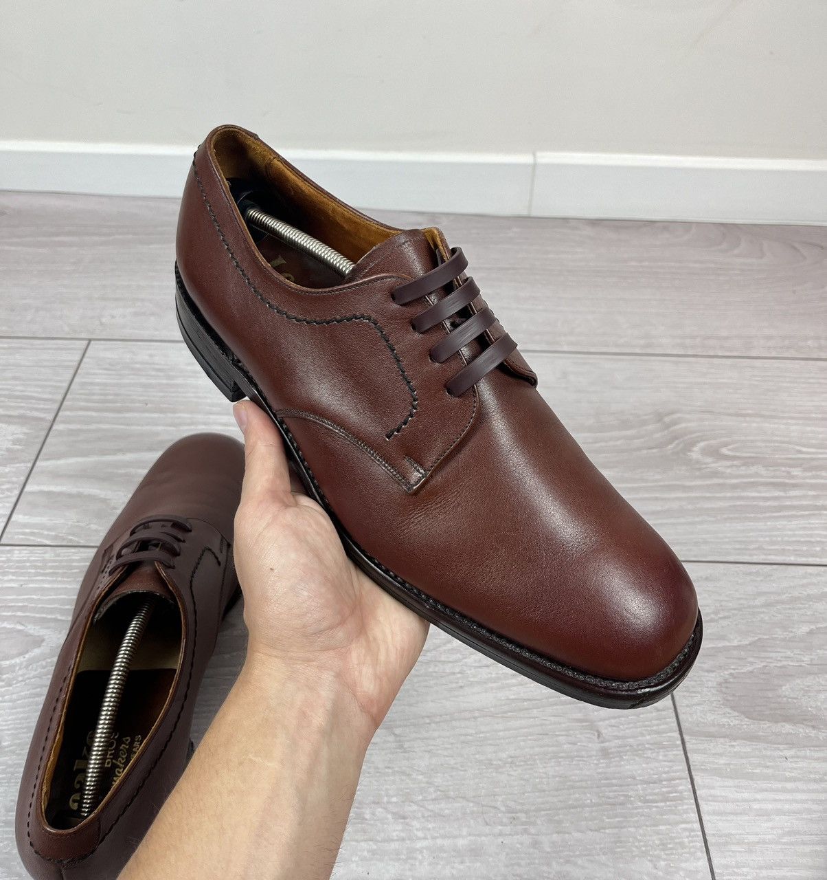 Loake Loake England Vintage Brown Leather Derby Shoes Boots Size US 12 / EU 45 - 12 Thumbnail