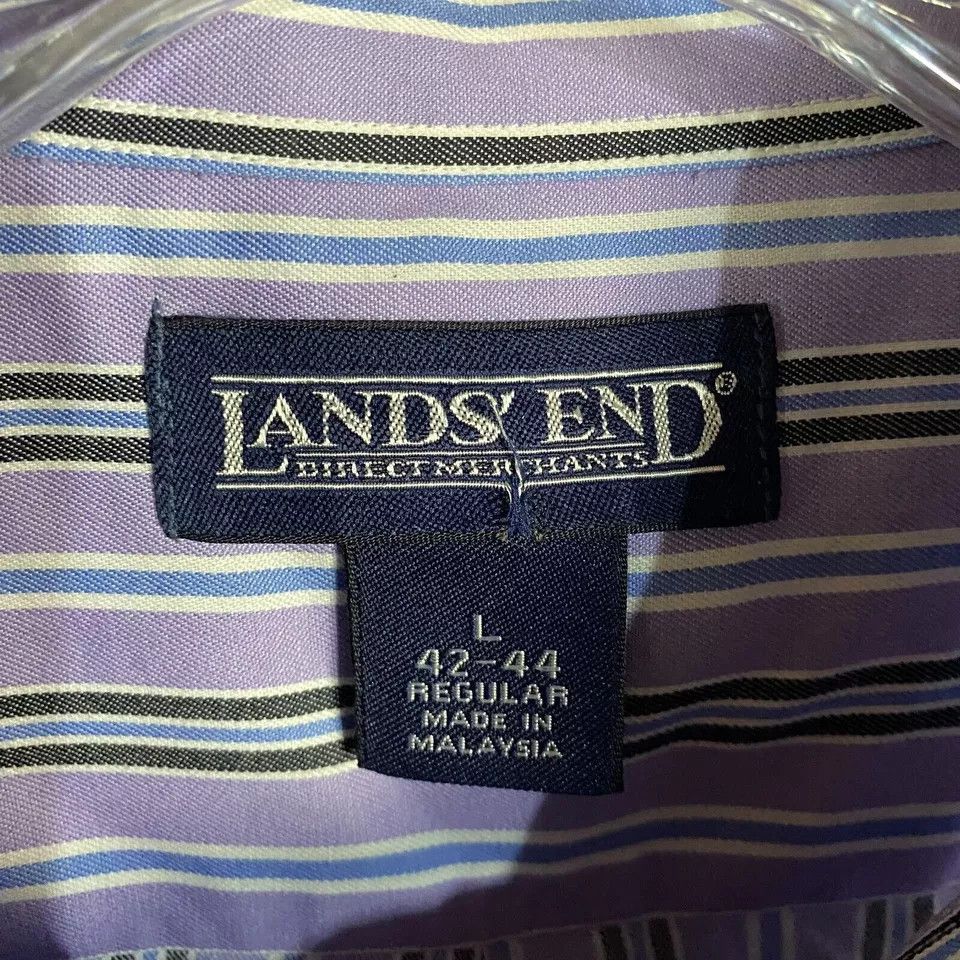Lands' End Lands' End Button Down Shirt Men's Large 42-44 Striped Size US L / EU 52-54 / 3 - 2 Thumbnail