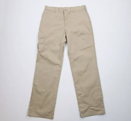 Dickies × Vintage Vintage Dickies Spell Out Wide Leg Dungaree Work Pants Beige Size 34" / US 12 / IT 48 - 1 Thumbnail